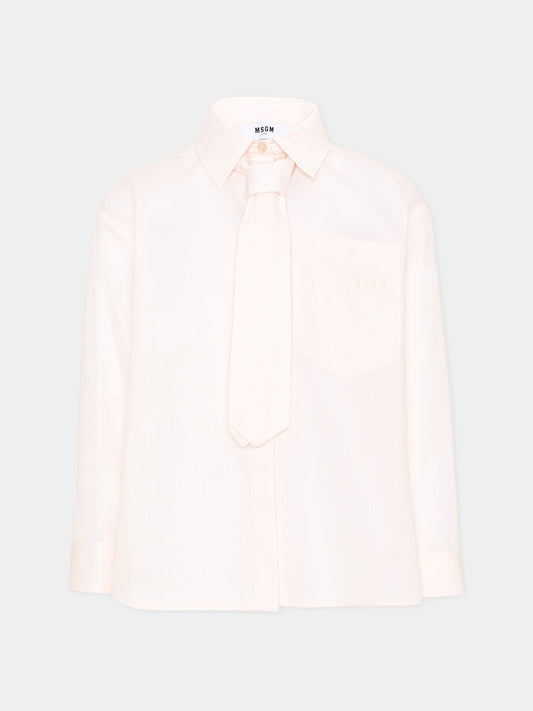 Camicia rosa con cravatta per bambina,Msgm Kids,F6MSJGSI114 013