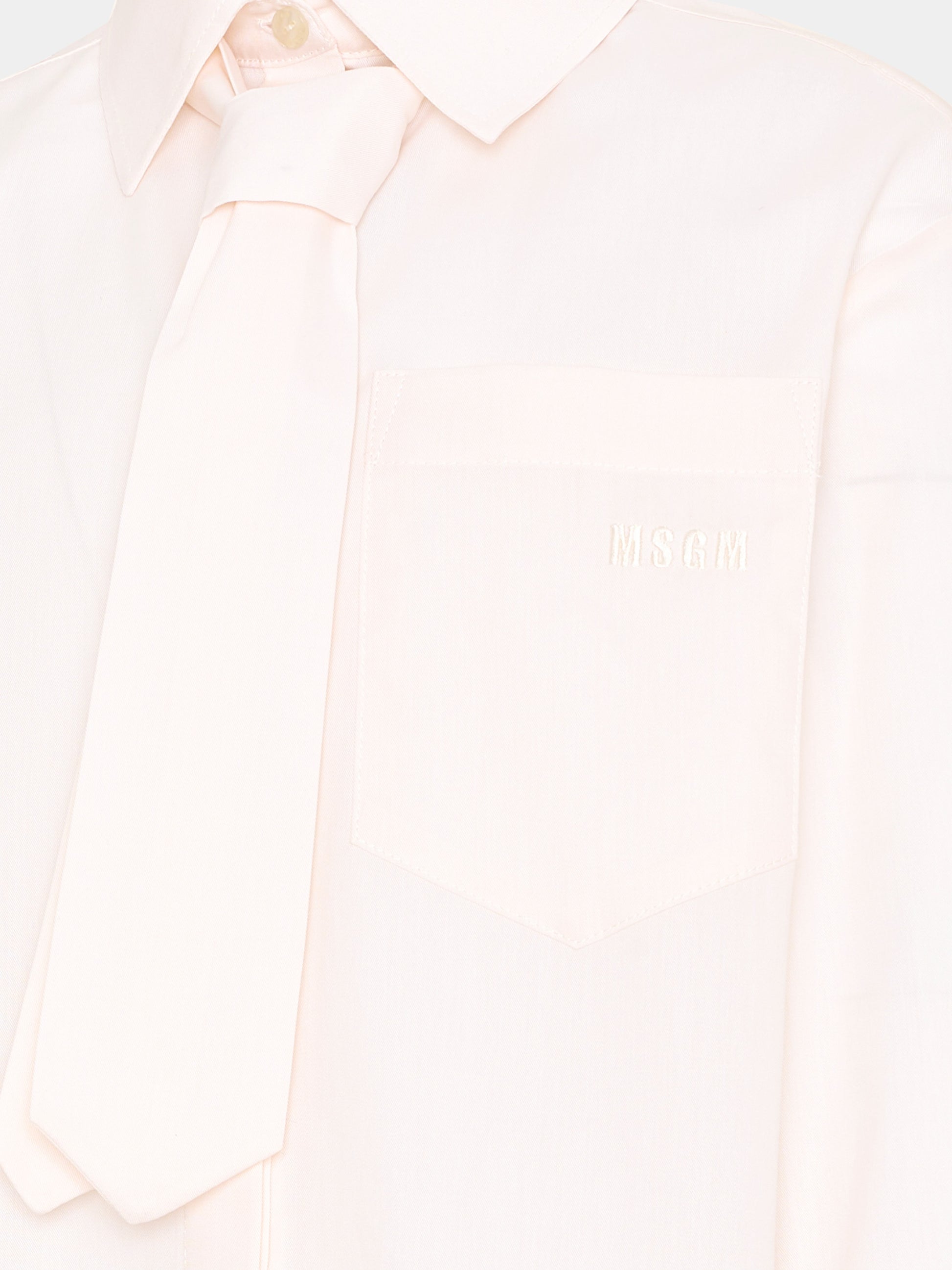 Camicia rosa con cravatta per bambina,Msgm Kids,F6MSJGSI114 013