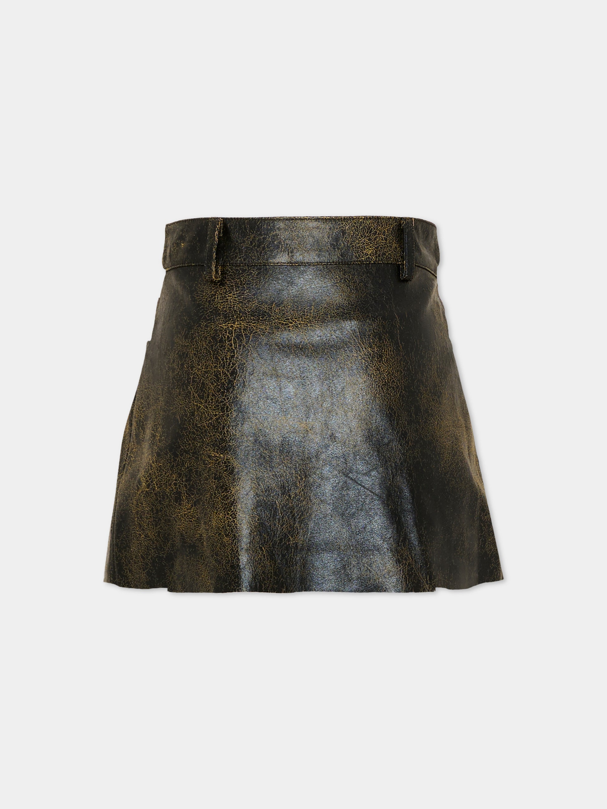 Gonna casual nera per bambina effetto pelle,Msgm Kids,F6MSJGSK112 110