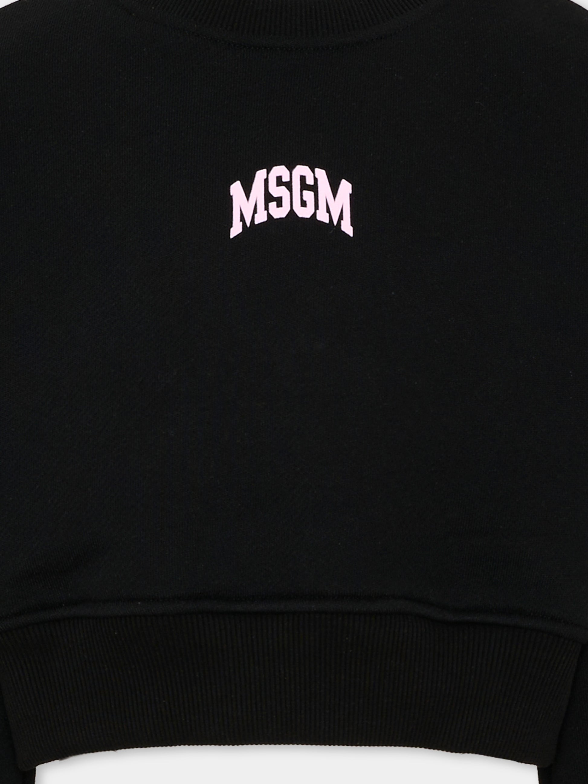 Felpa nera per bambina con logo,Msgm Kids,F6MSJGSW030 110