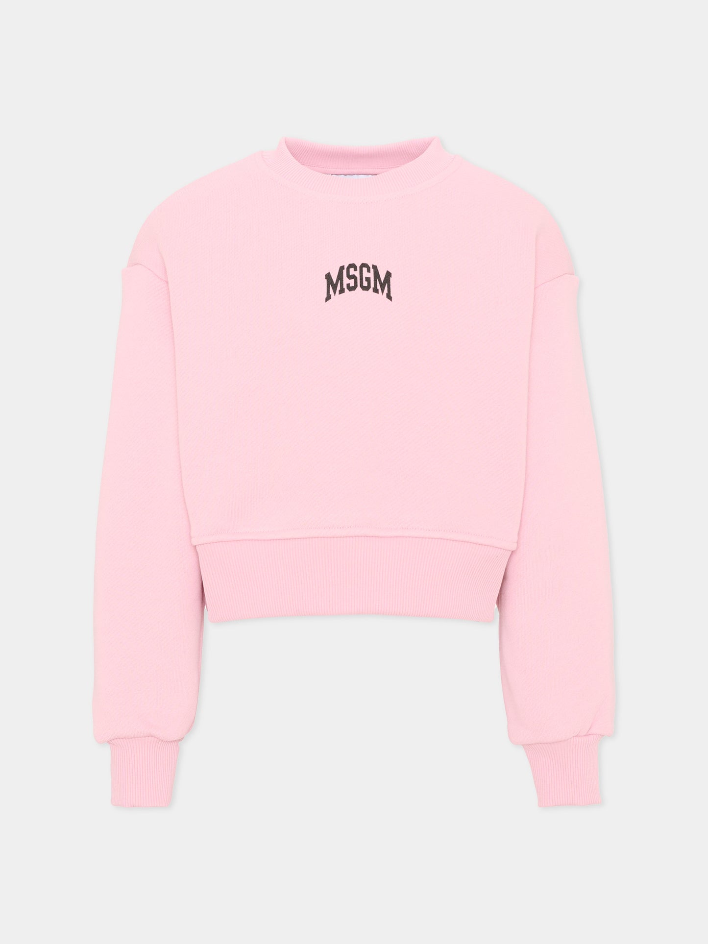 Felpa rosa per bambina con logo,Msgm Kids,F6MSJGSW030 MS090