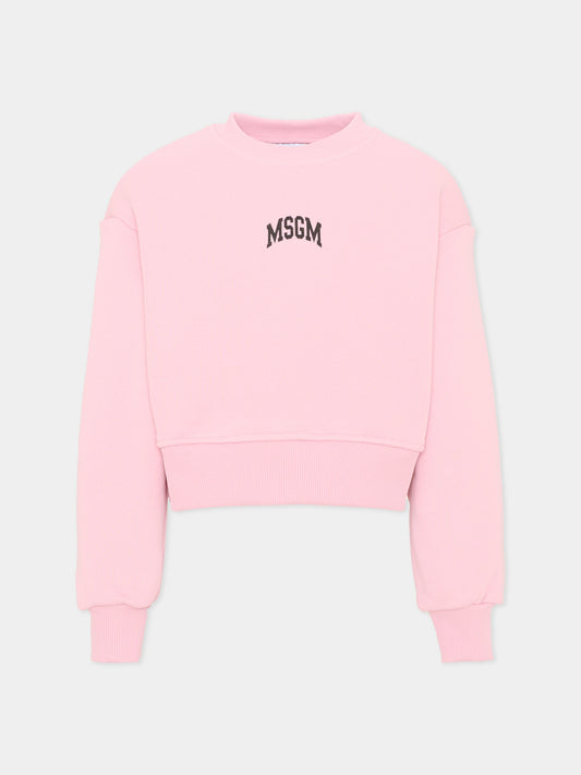Felpa rosa per bambina con logo,Msgm Kids,F6MSJGSW030 MS090