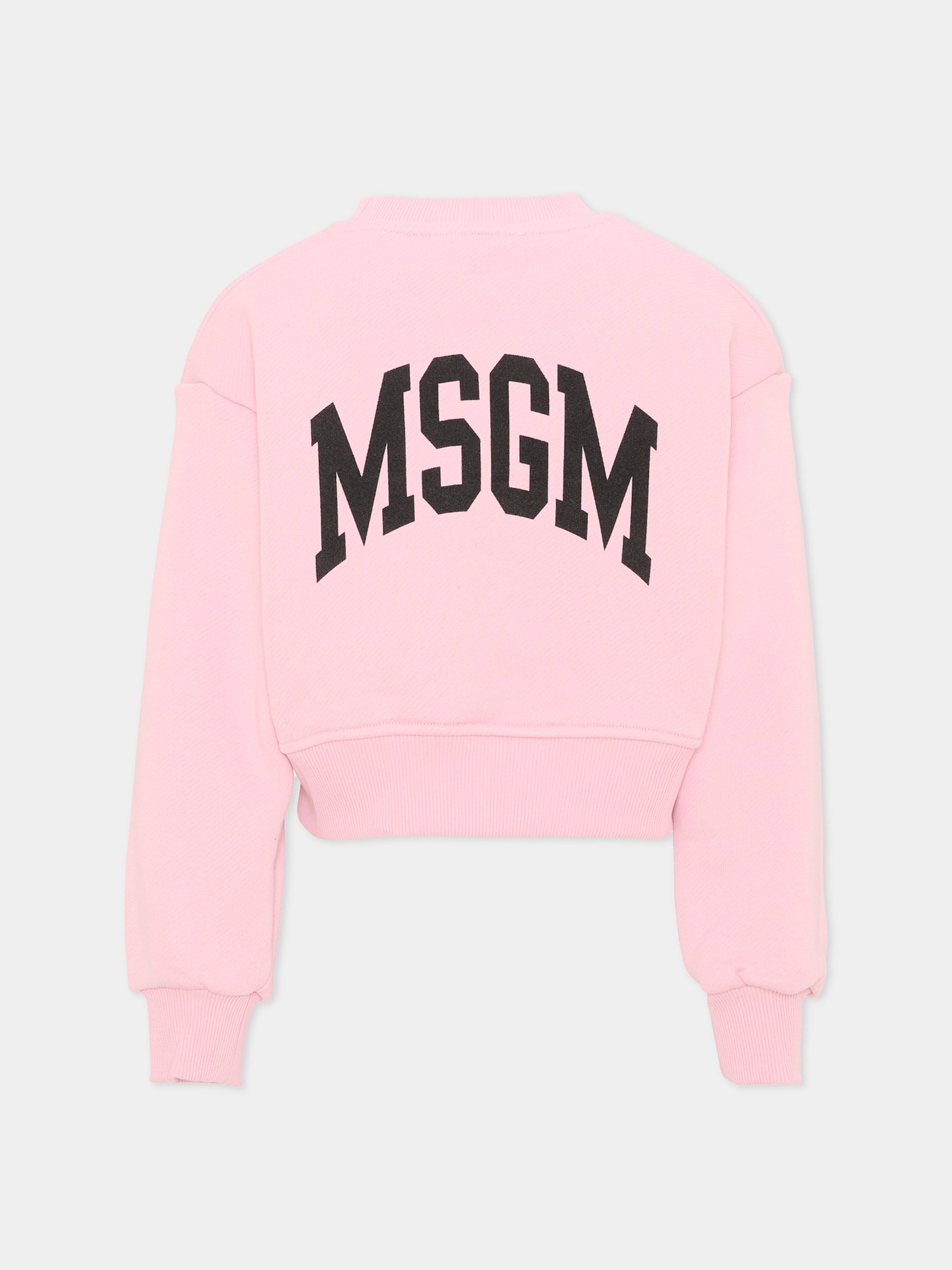 Felpa rosa per bambina con logo,Msgm Kids,F6MSJGSW030 MS090