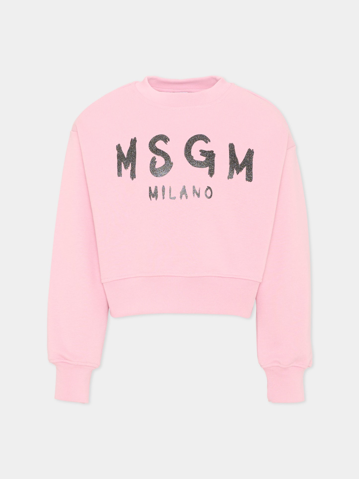 Felpa rosa per bambina con logo,Msgm Kids,F6MSJGSW047 MS090