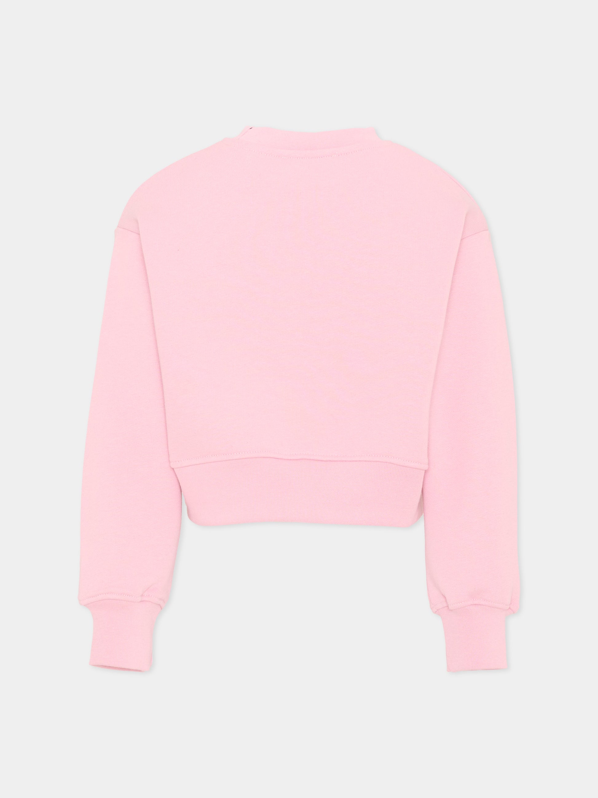 Felpa rosa per bambina con logo,Msgm Kids,F6MSJGSW047 MS090