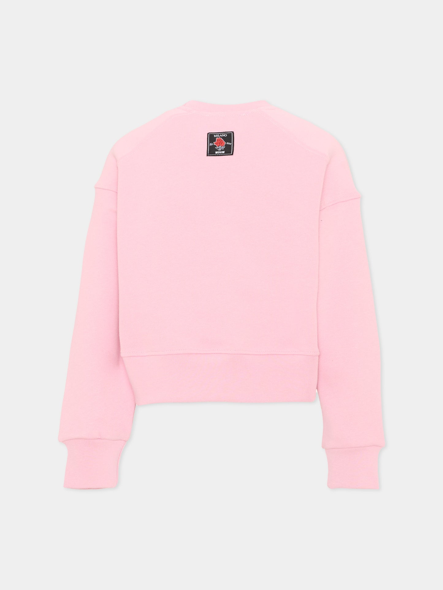 Felpa girocollo rosa per bambina con logo,Msgm Kids,F6MSJGSW068 MS090