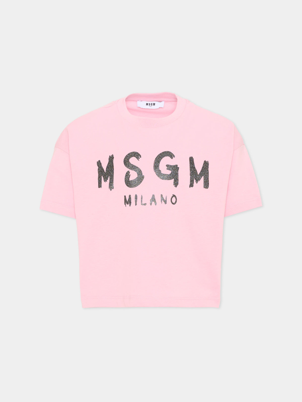T-Shirt rosa per bambina con logo,Msgm Kids,F6MSJGTH046 MS090