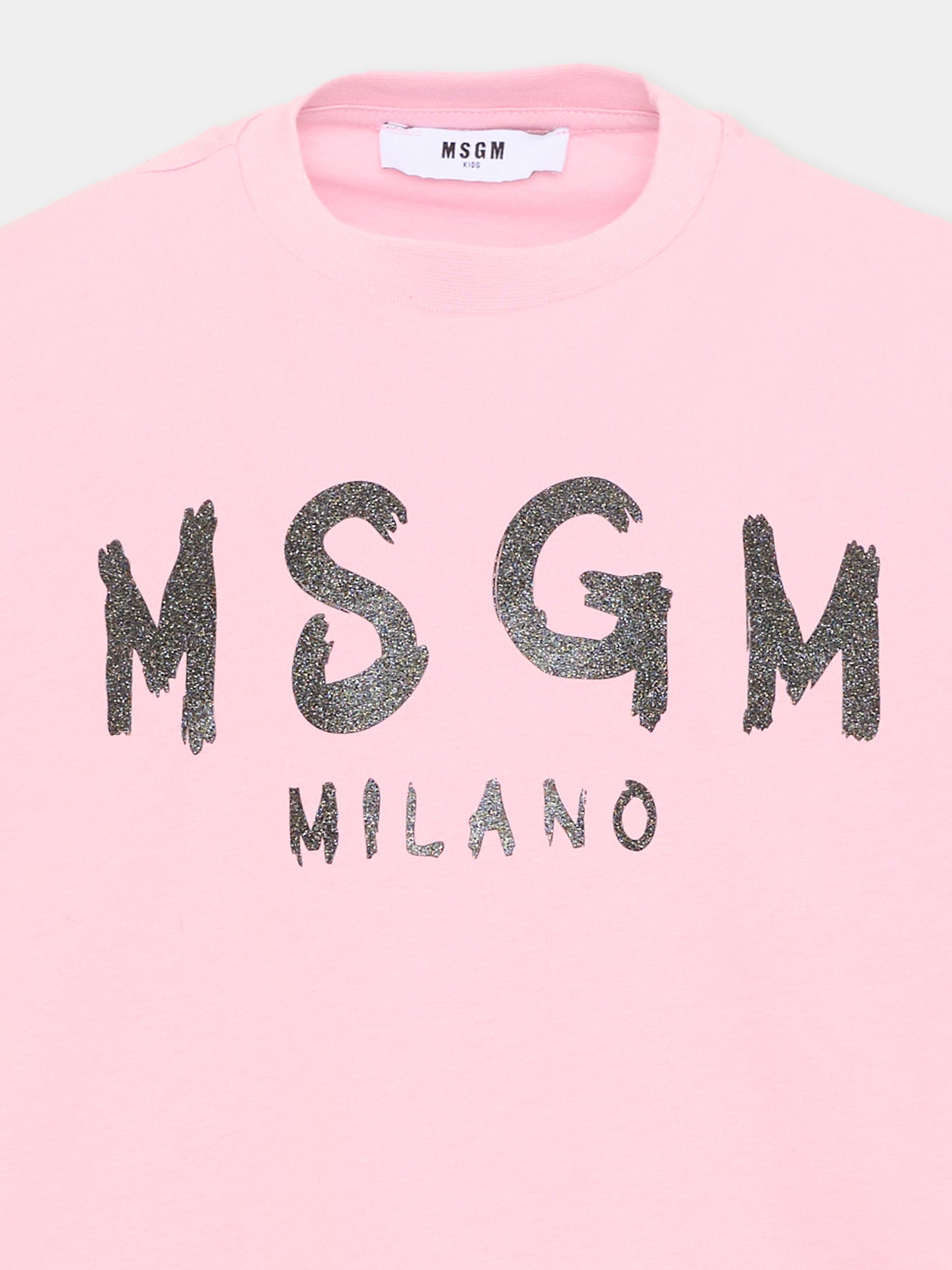 T-Shirt rosa per bambina con logo,Msgm Kids,F6MSJGTH046 MS090
