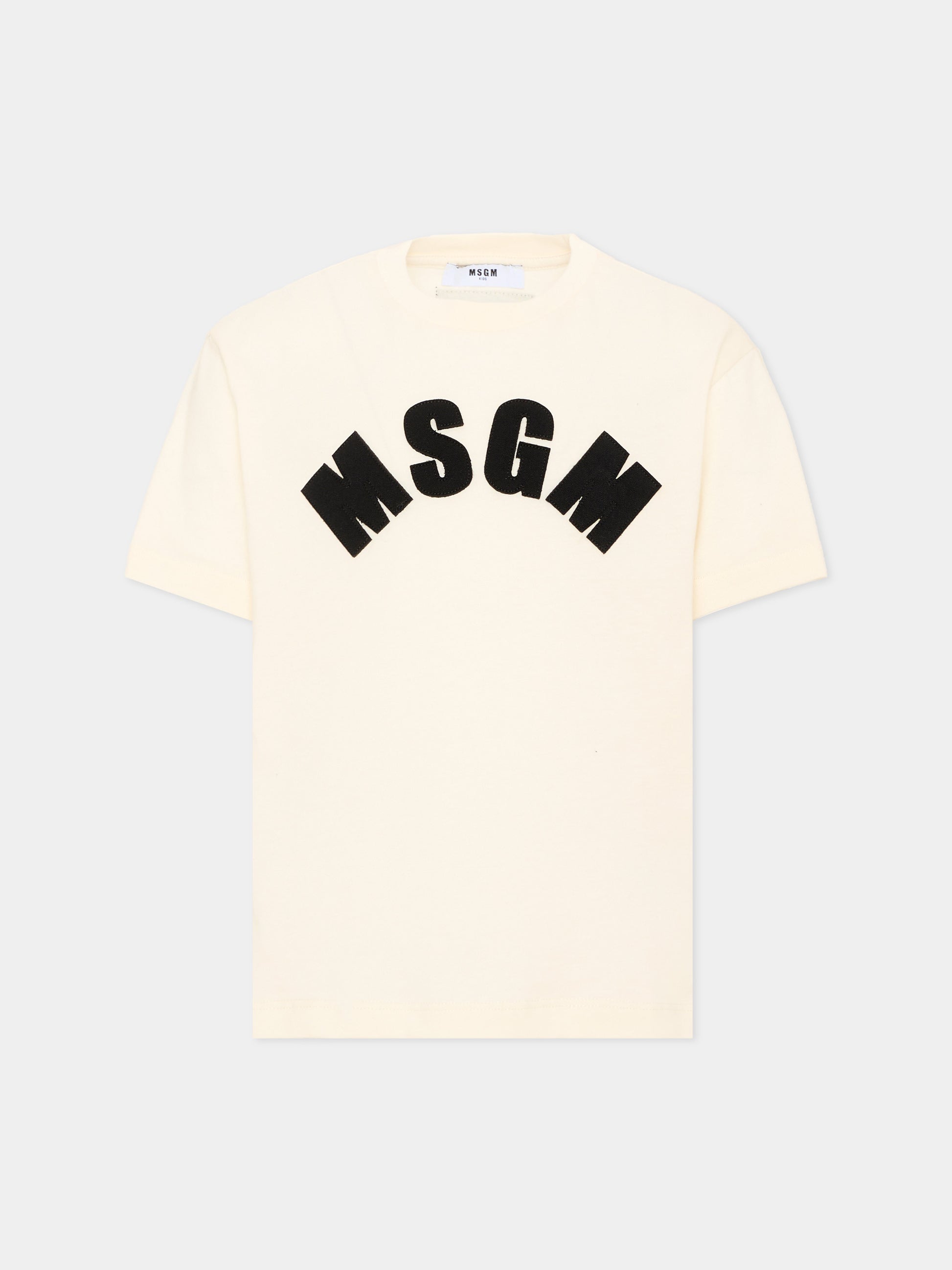 T-shirt avorio per bambina con logo,Msgm Kids,F6MSJGTH096 013/05
