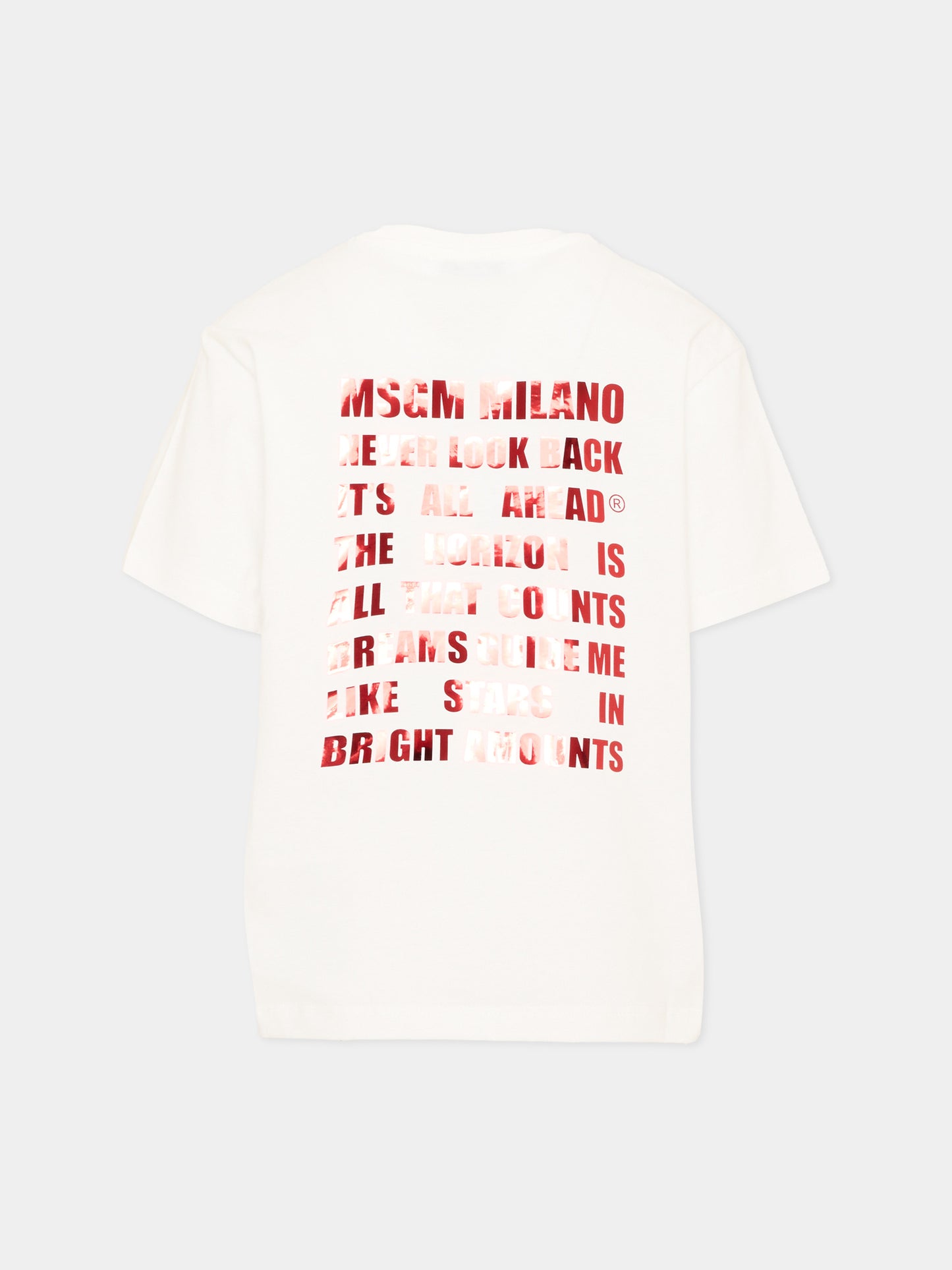 T-Shirt avorio per bambina con logo,Msgm Kids,F6MSJGTH121 002