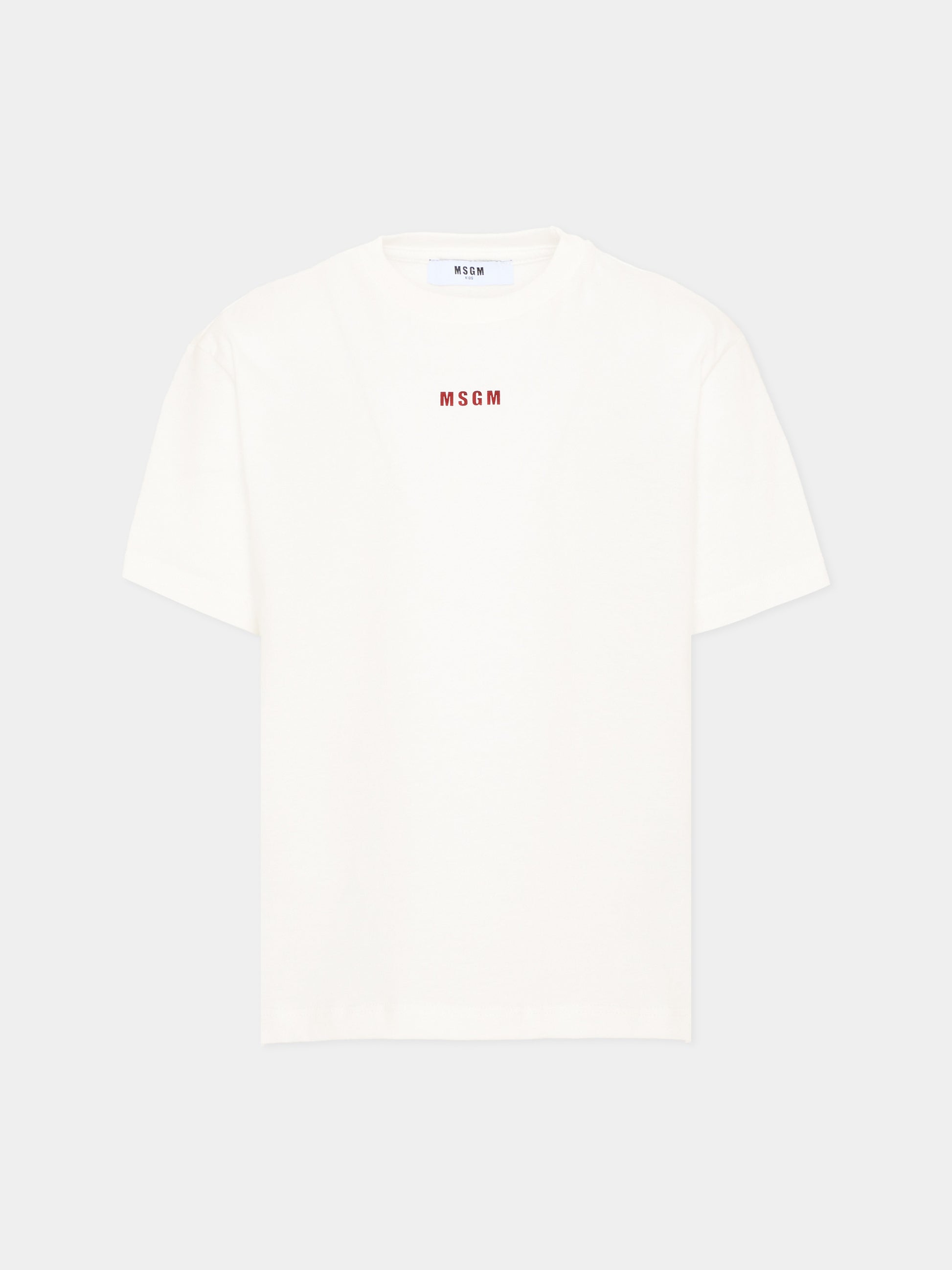 T-Shirt avorio per bambina con logo,Msgm Kids,F6MSJGTH121 002