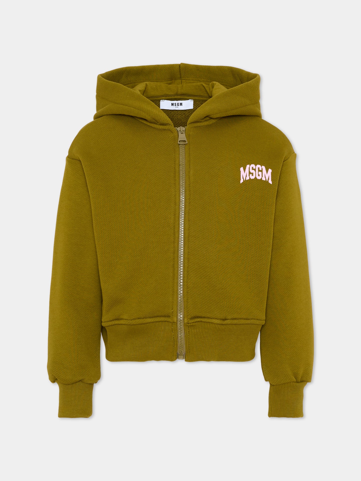 Felpa verde per bambina con logo,Msgm Kids,F6MSJGZH032 MS089