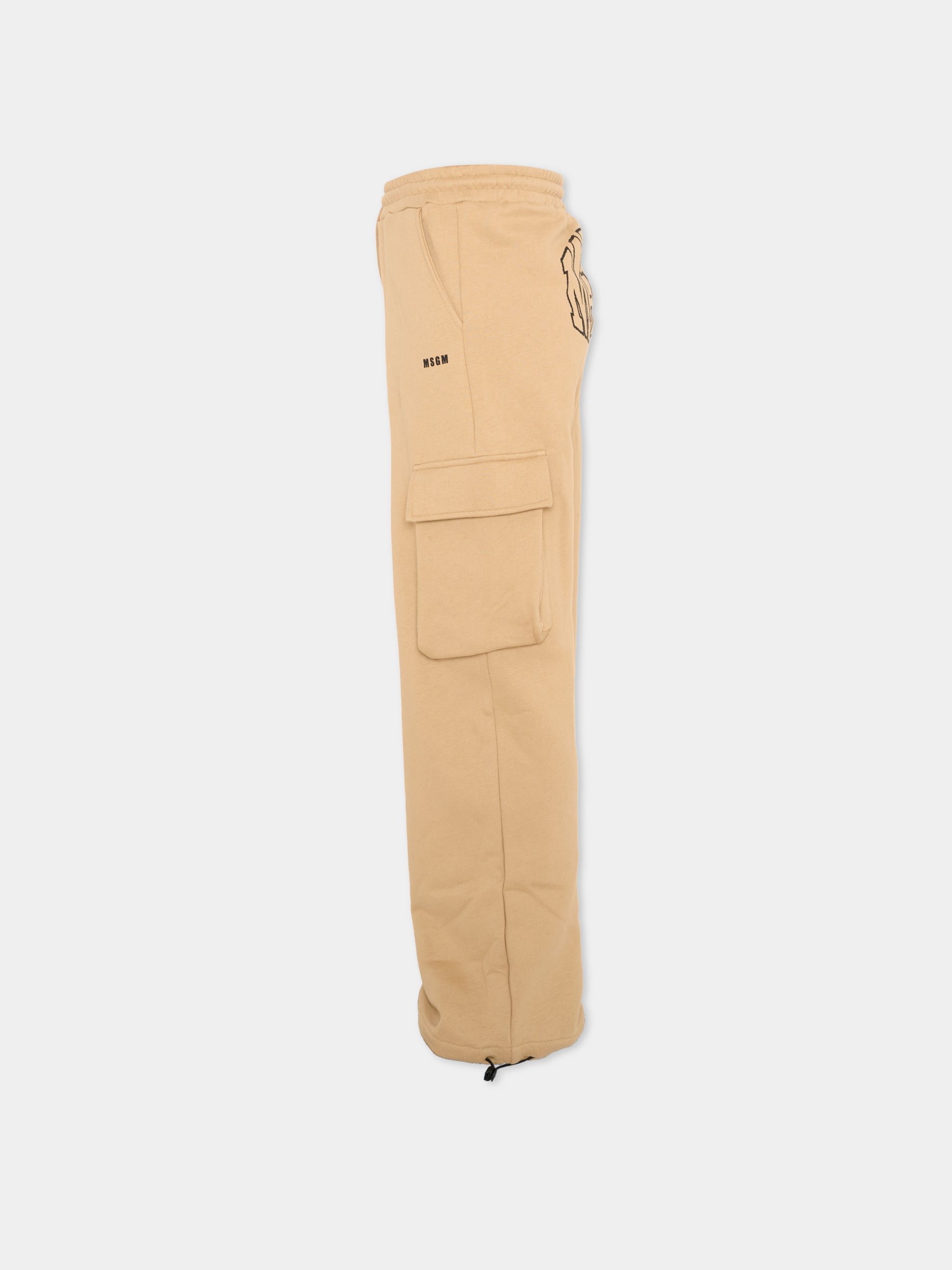 Pantalone beige per bambino con logo,Msgm Kids,F6MSJUFP036 MS030