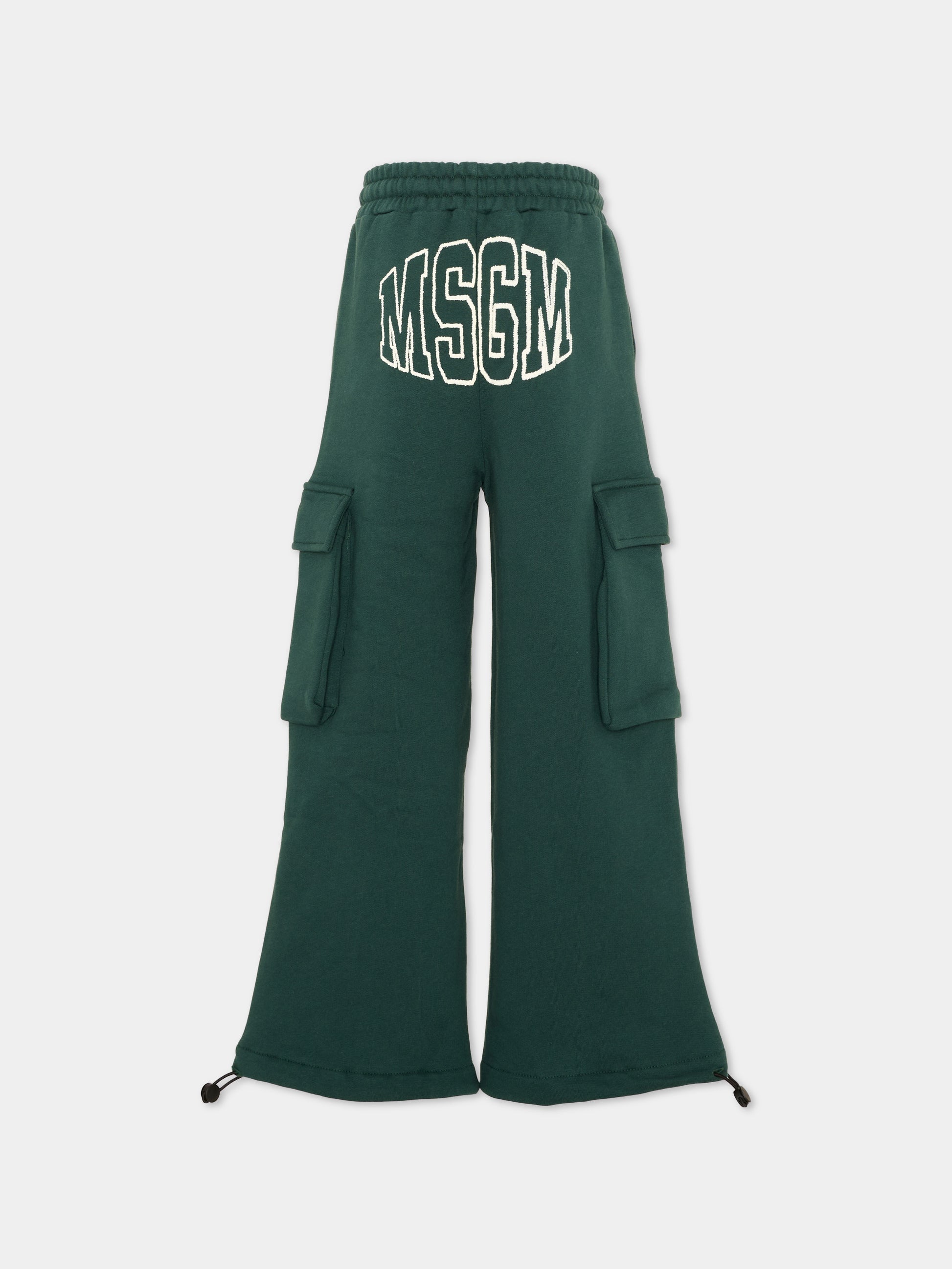Pantalone verde per bambino con logo,Msgm Kids,F6MSJUFP036 MS095