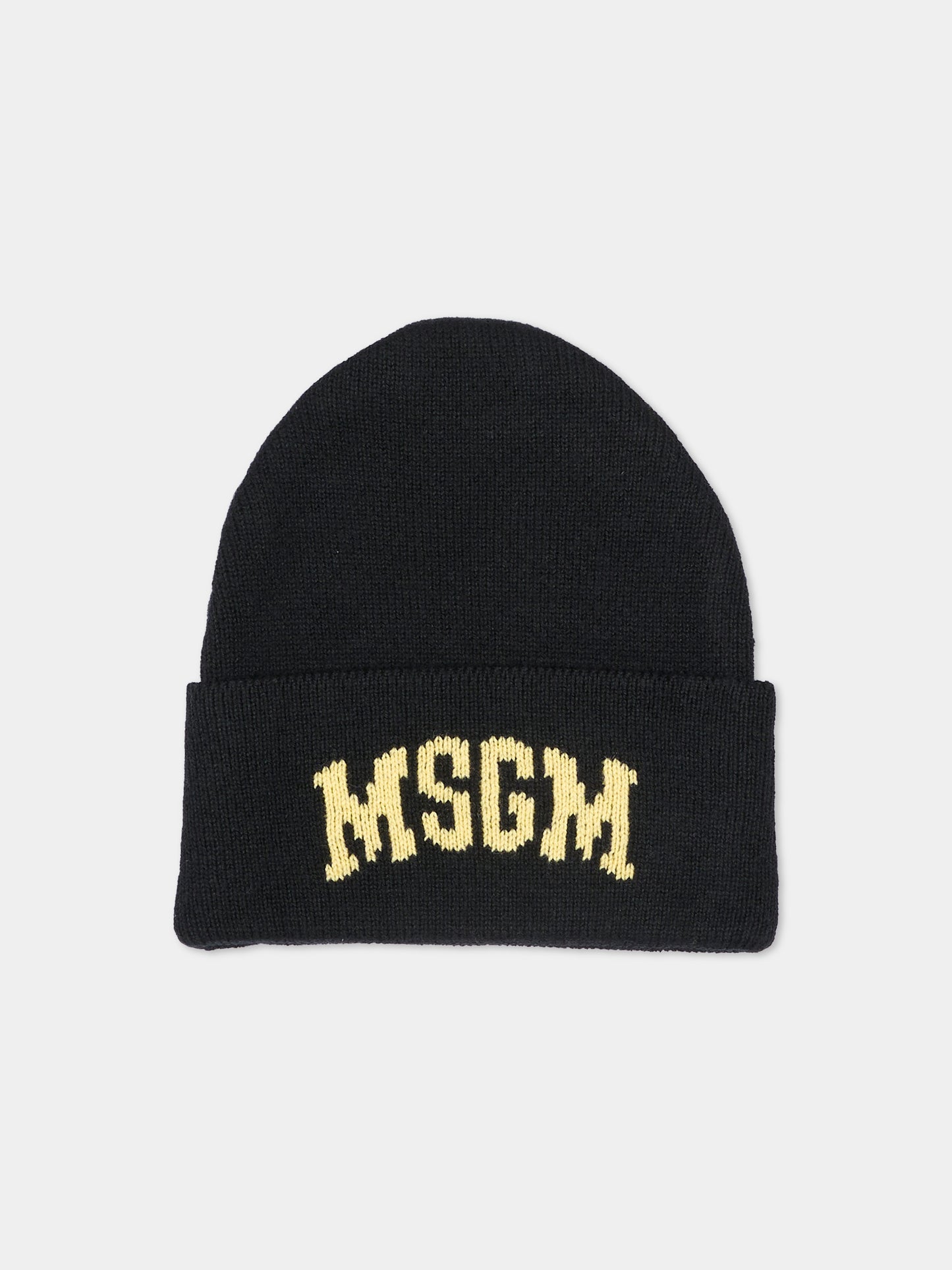 Berretto nero per bambini con logo,Msgm Kids,F6MSJUHT029 110
