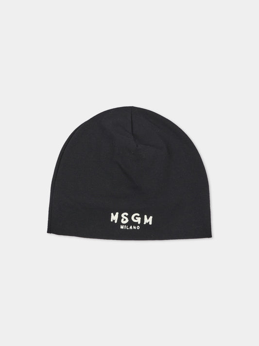 Berretto nero per bambini con logo,Msgm Kids,F6MSJUHT184 110