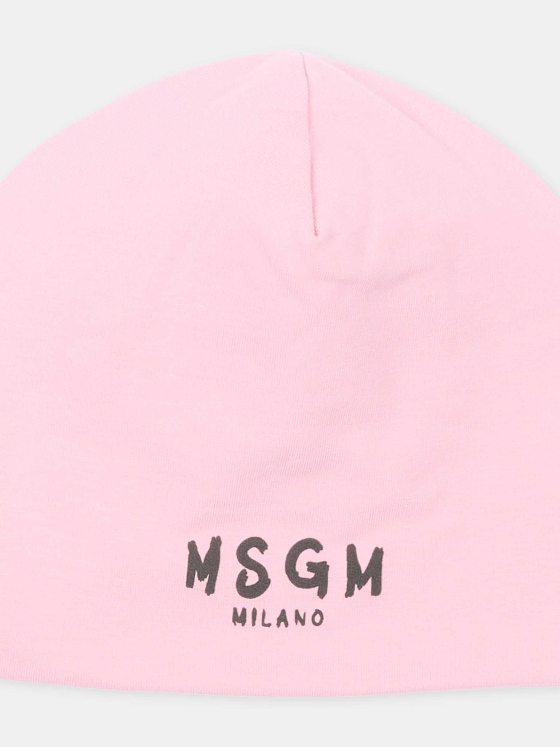 Berretto rosa per bambina con logo,Msgm Kids,F6MSJUHT184 MS090