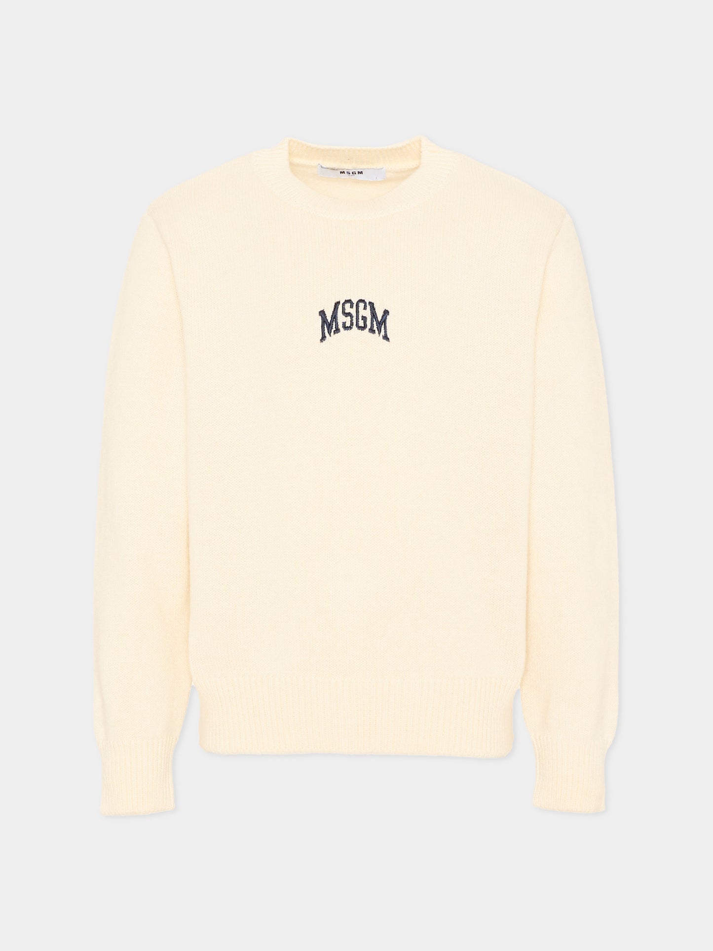 Maglione avorio per bambino con logo,Msgm Kids,F6MSJUJP028 013