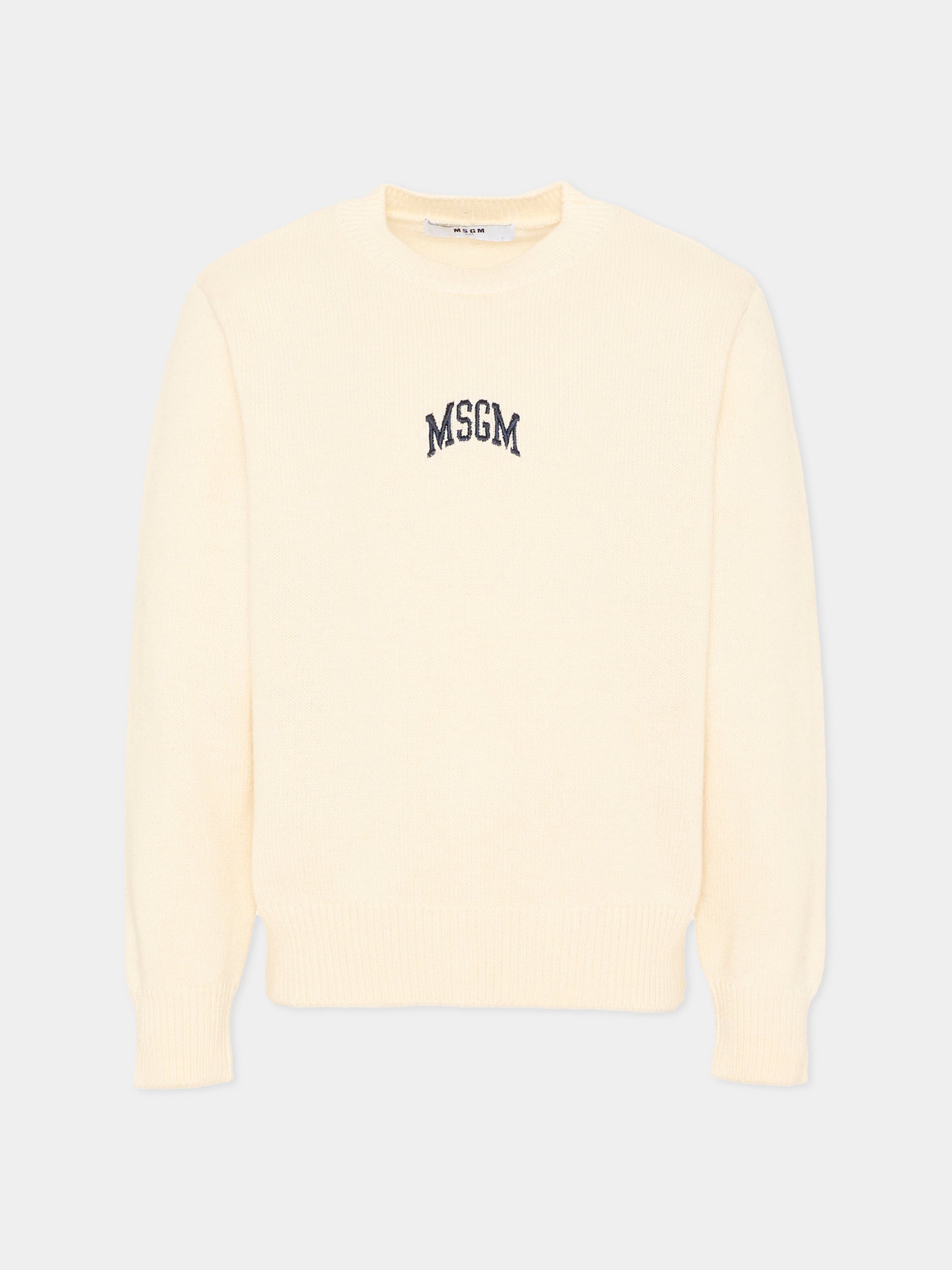 Maglione avorio per bambino con logo,Msgm Kids,F6MSJUJP028 013