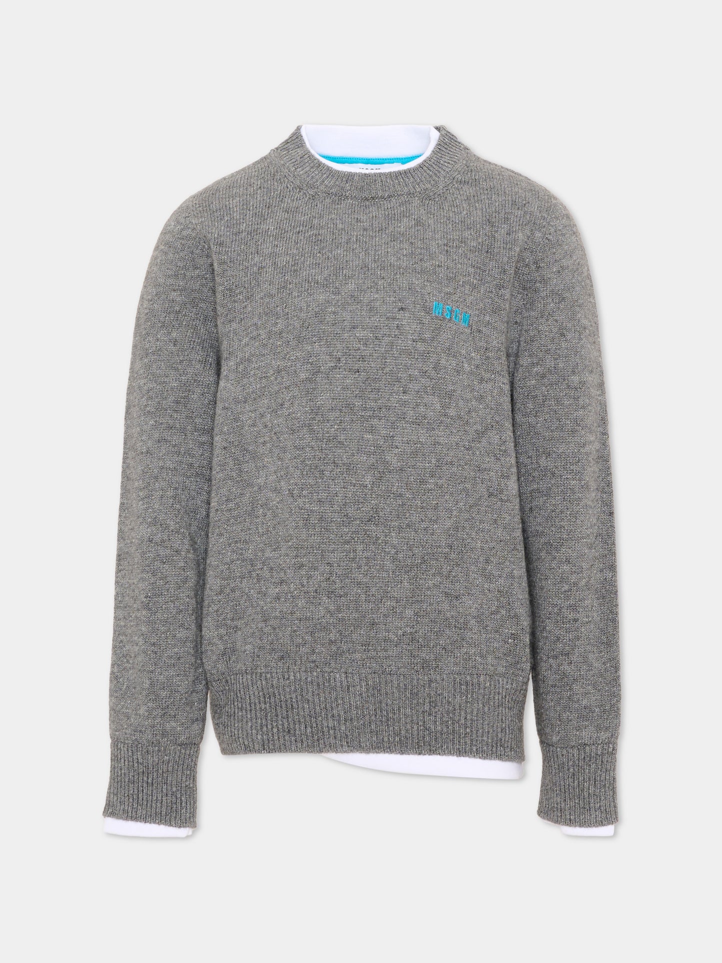 Maglione grigio per bambino con scritta,Msgm Kids,F6MSJUJP189 271