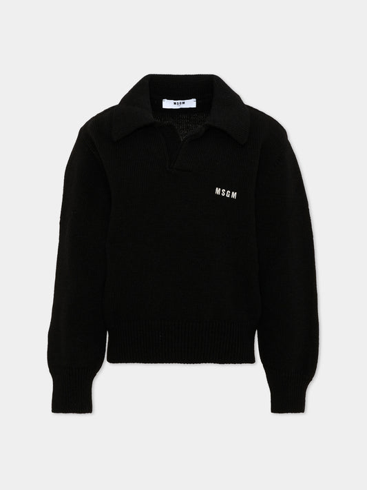 Maglione nero per bambini con logo,Msgm Kids,F6MSJUJP326 110