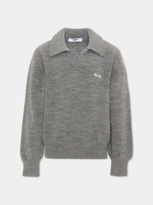 Maglione grigio per bambini con logo,Msgm Kids,F6MSJUJP326 271