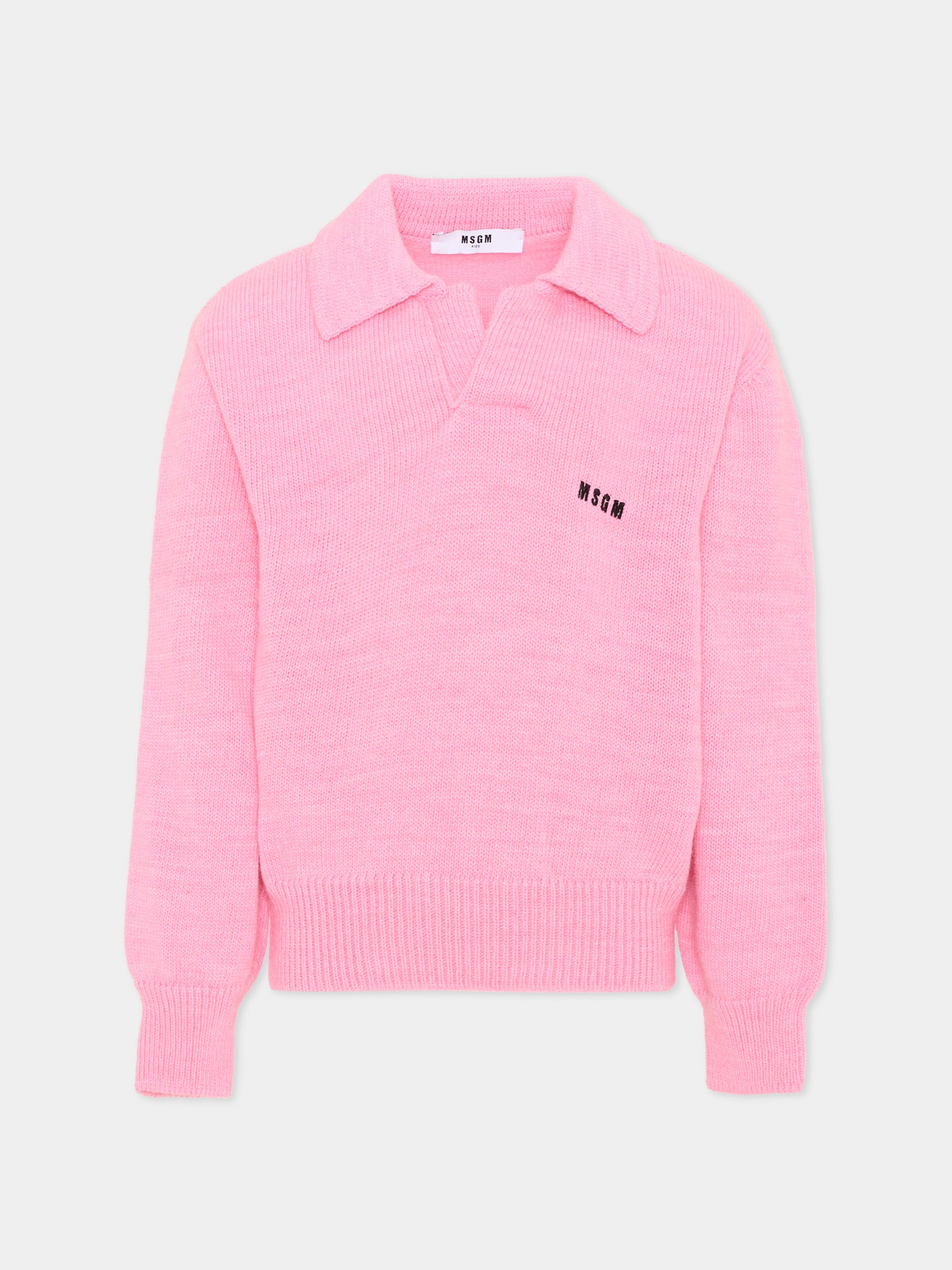 Maglione rosa per bambina con logo,Msgm Kids,F6MSJUJP326 MS090
