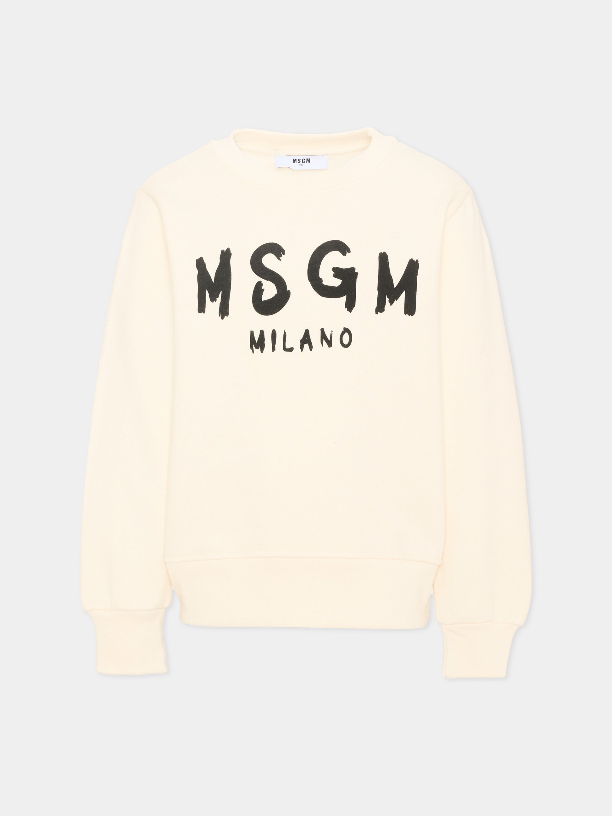 Felpa avorio per bambini con logo,Msgm Kids,F6MSJUSW009 013