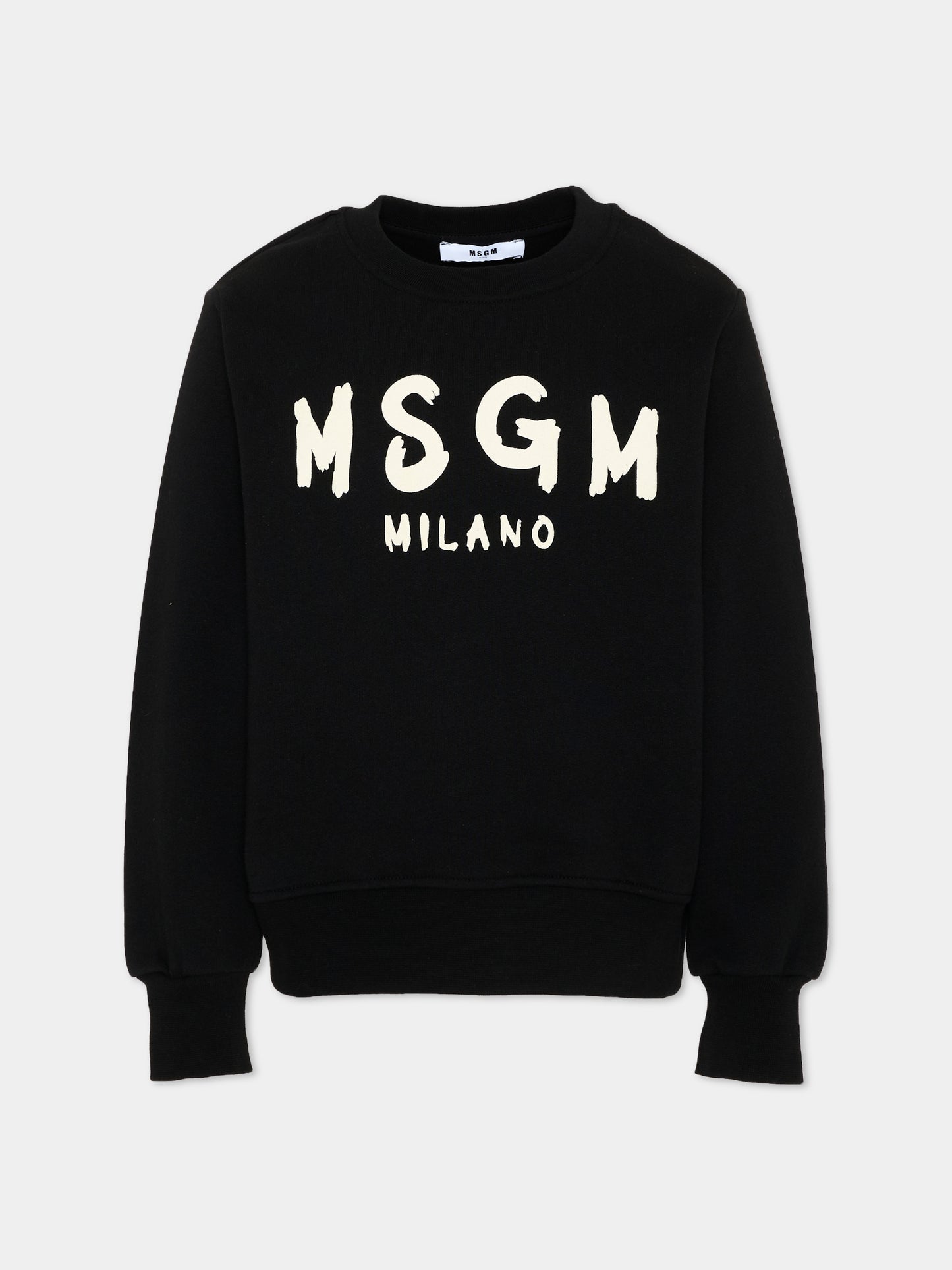 Felpa nera per bambini con logo,Msgm Kids,F6MSJUSW009 110