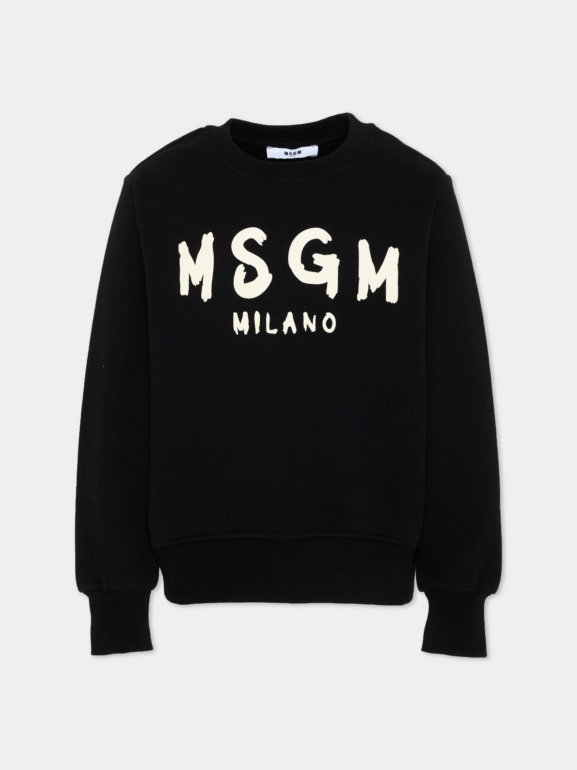 Felpa nera per bambini con logo,Msgm Kids,F6MSJUSW009 110