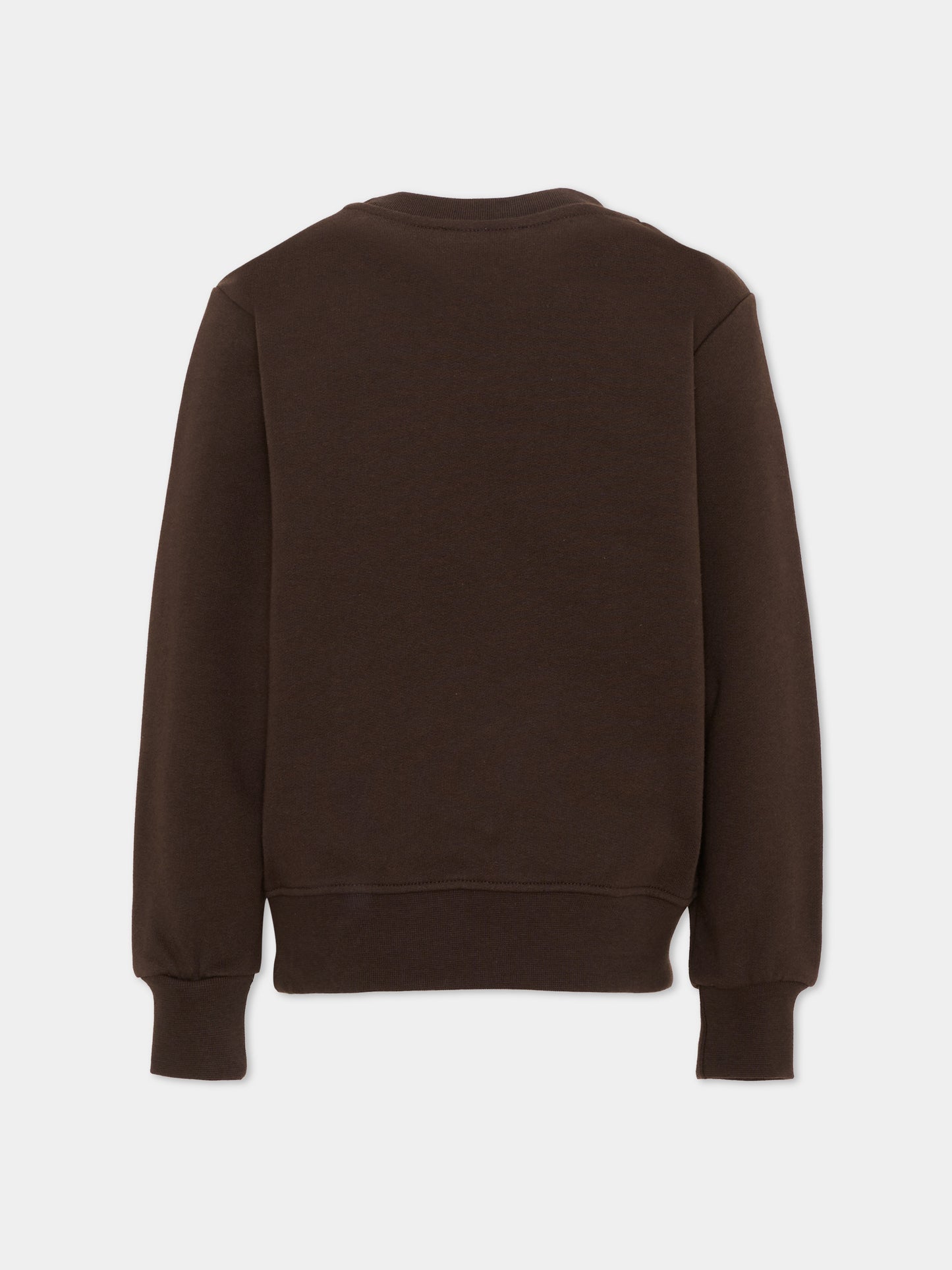 Felpa marrone per bambini con logo,Msgm Kids,F6MSJUSW009 943