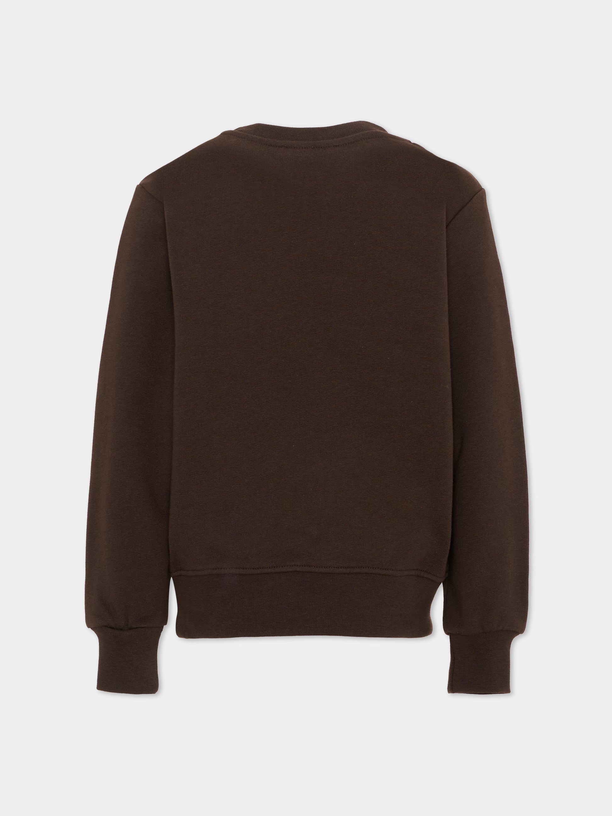 Felpa marrone per bambini con logo,Msgm Kids,F6MSJUSW009 943