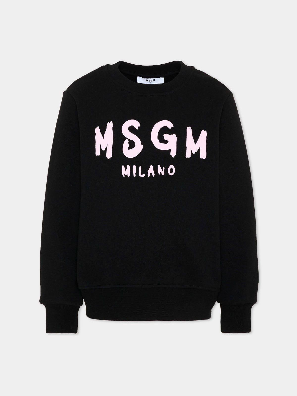 Felpa nera per bambina con logo,Msgm Kids,F6MSJUSW009 MS092