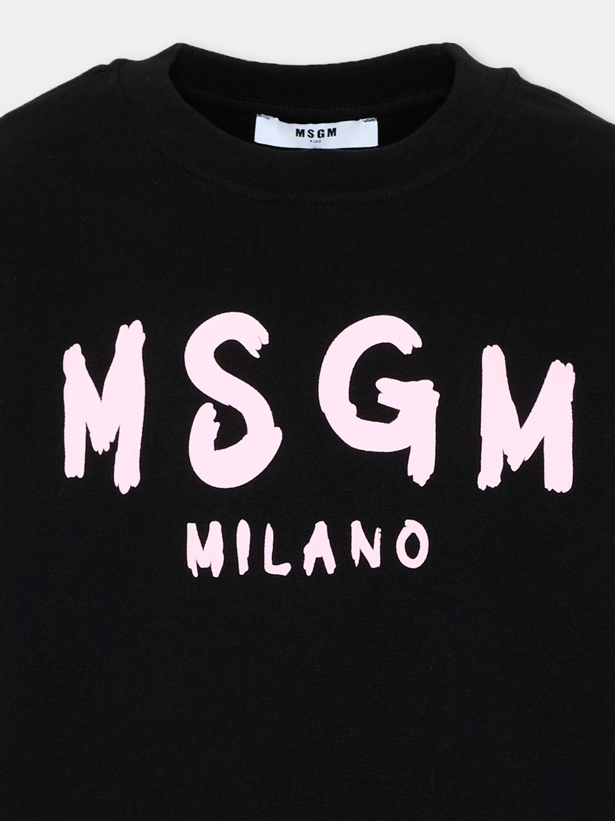 Felpa nera per bambina con logo,Msgm Kids,F6MSJUSW009 MS092