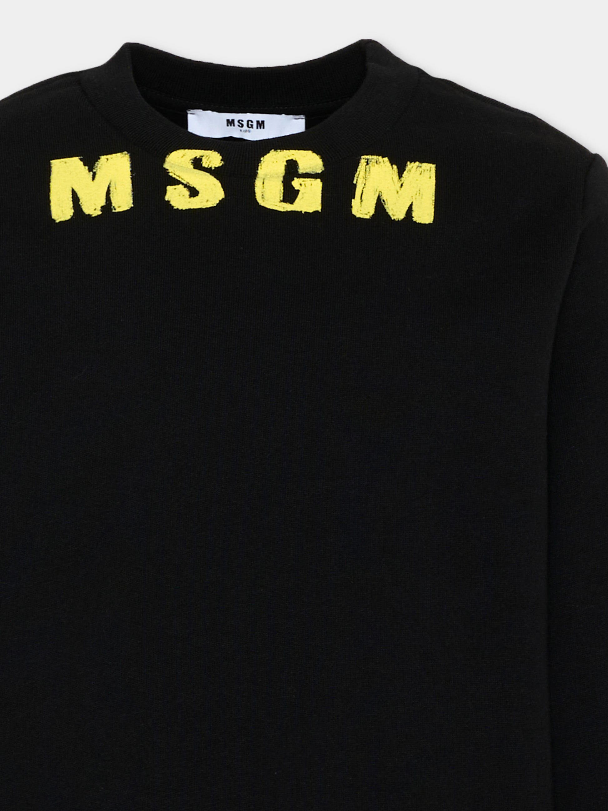 Felpa nera per bambino con logo,Msgm Kids,F6MSJUSW015 110