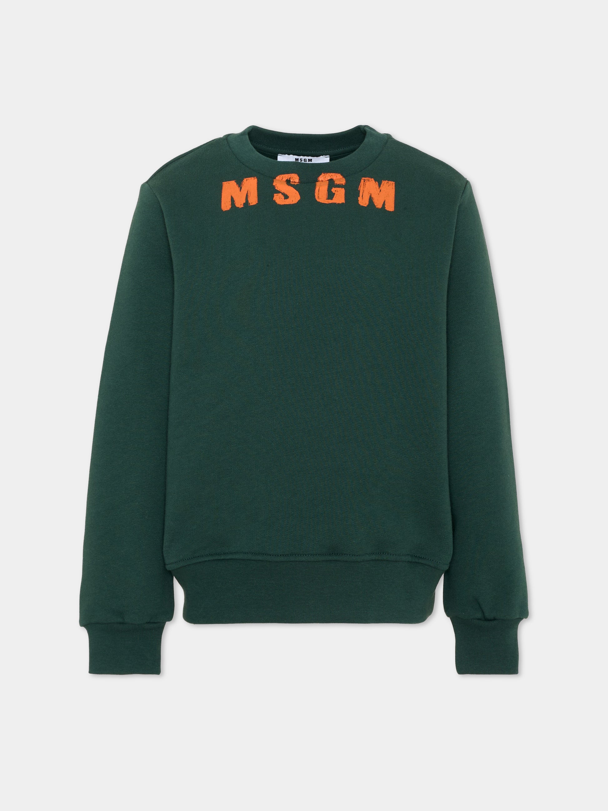 Felpa verde per bambino con logo,Msgm Kids,F6MSJUSW015 MS095