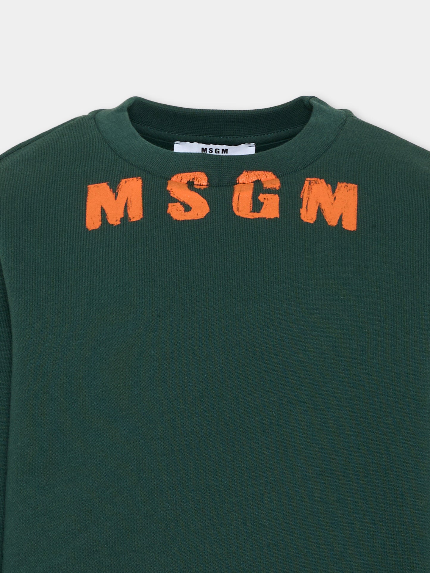 Felpa verde per bambino con logo,Msgm Kids,F6MSJUSW015 MS095