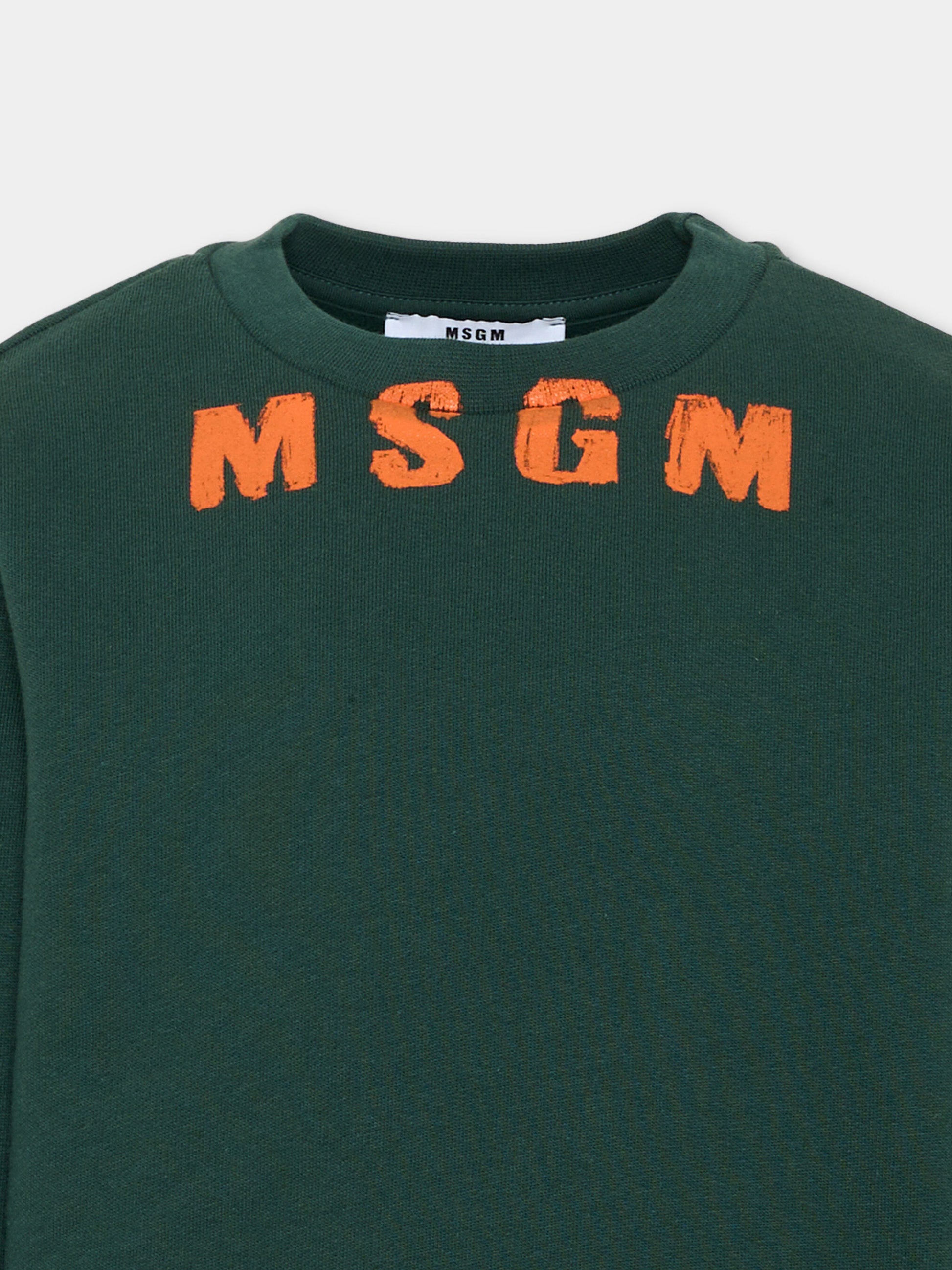 Felpa verde per bambino con logo,Msgm Kids,F6MSJUSW015 MS095