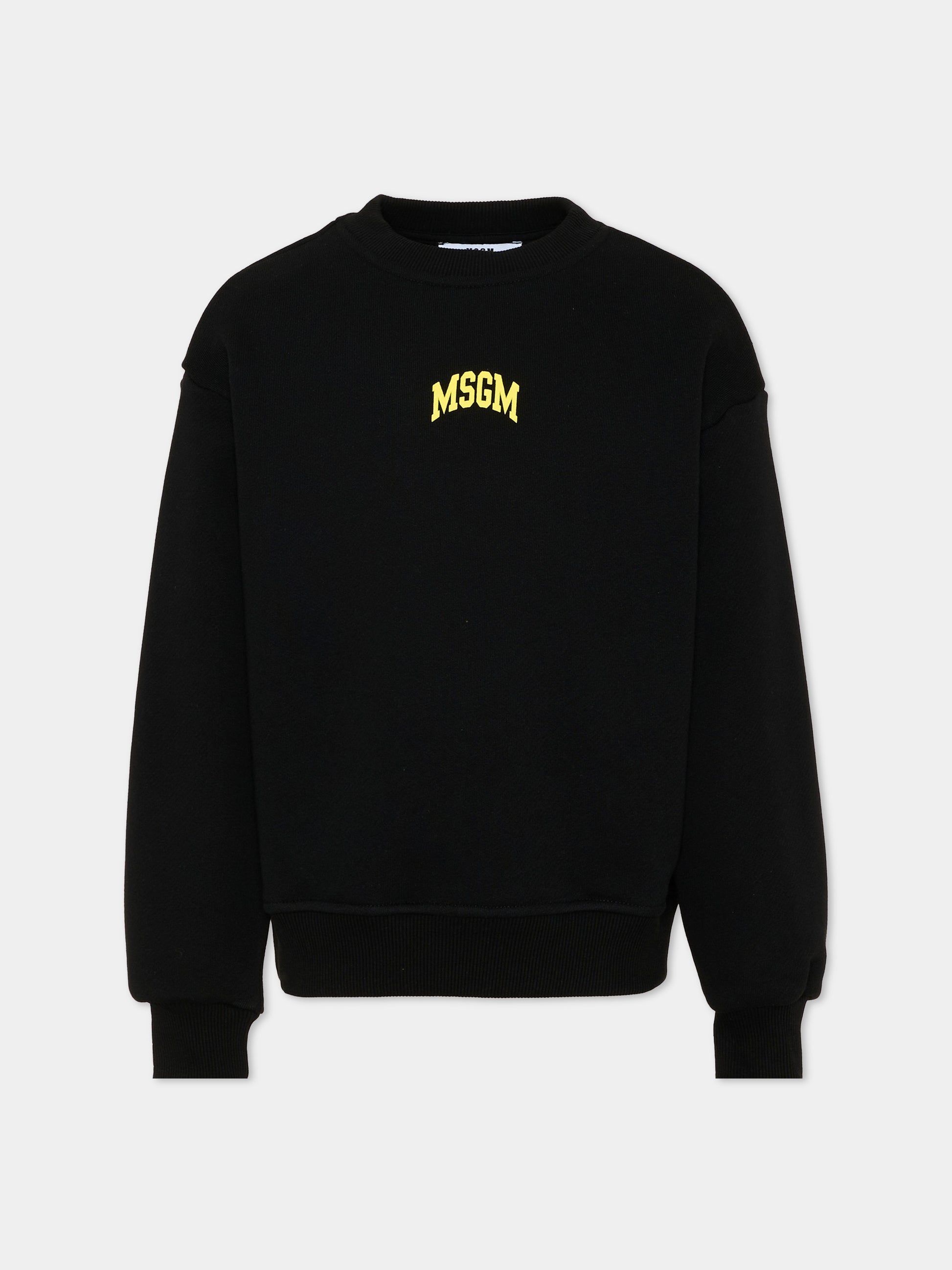 Felpa nera per bambini con logo,Msgm Kids,F6MSJUSW026 110
