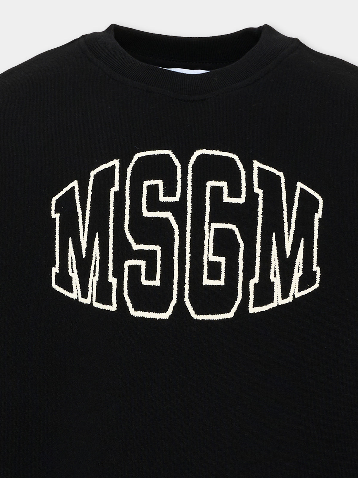Felpa nera per bambini con logo,Msgm Kids,F6MSJUSW039 110