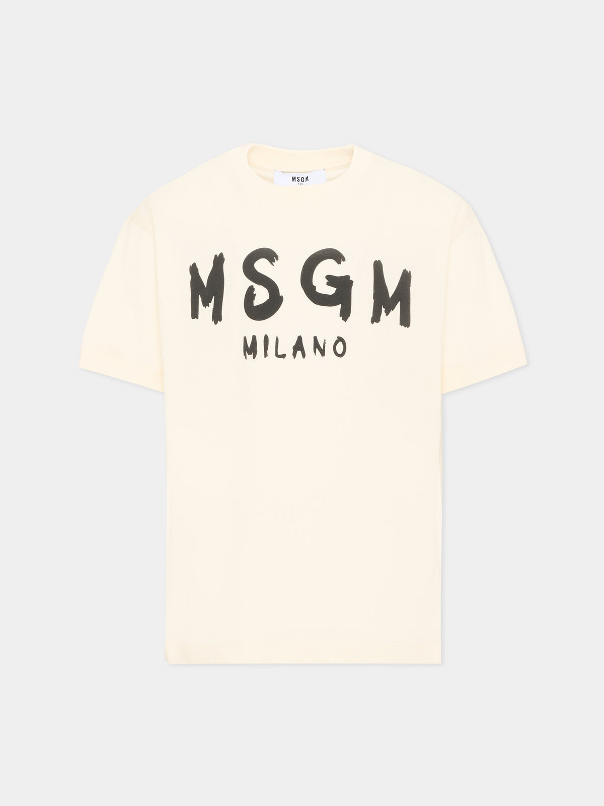 T-Shirt avorio per bambini con logo,Msgm Kids,F6MSJUTH010 013