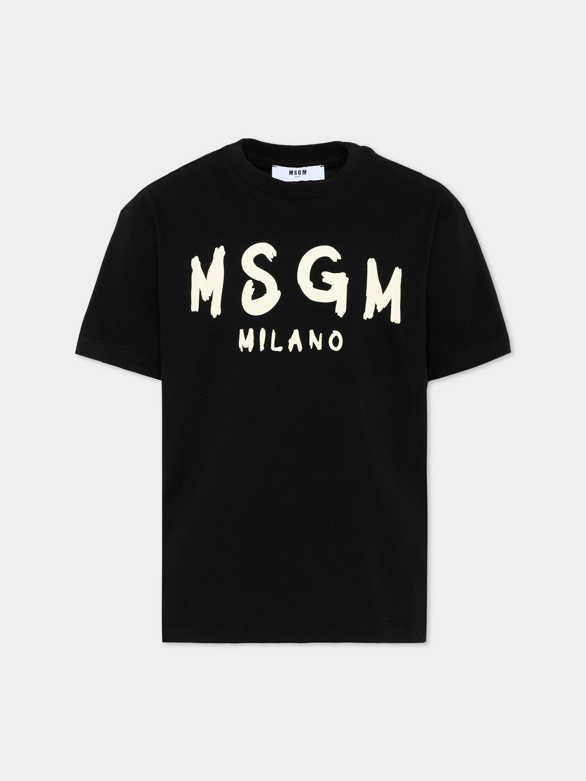 T-Shirt nera per bambini con logo,Msgm Kids,F6MSJUTH010 110