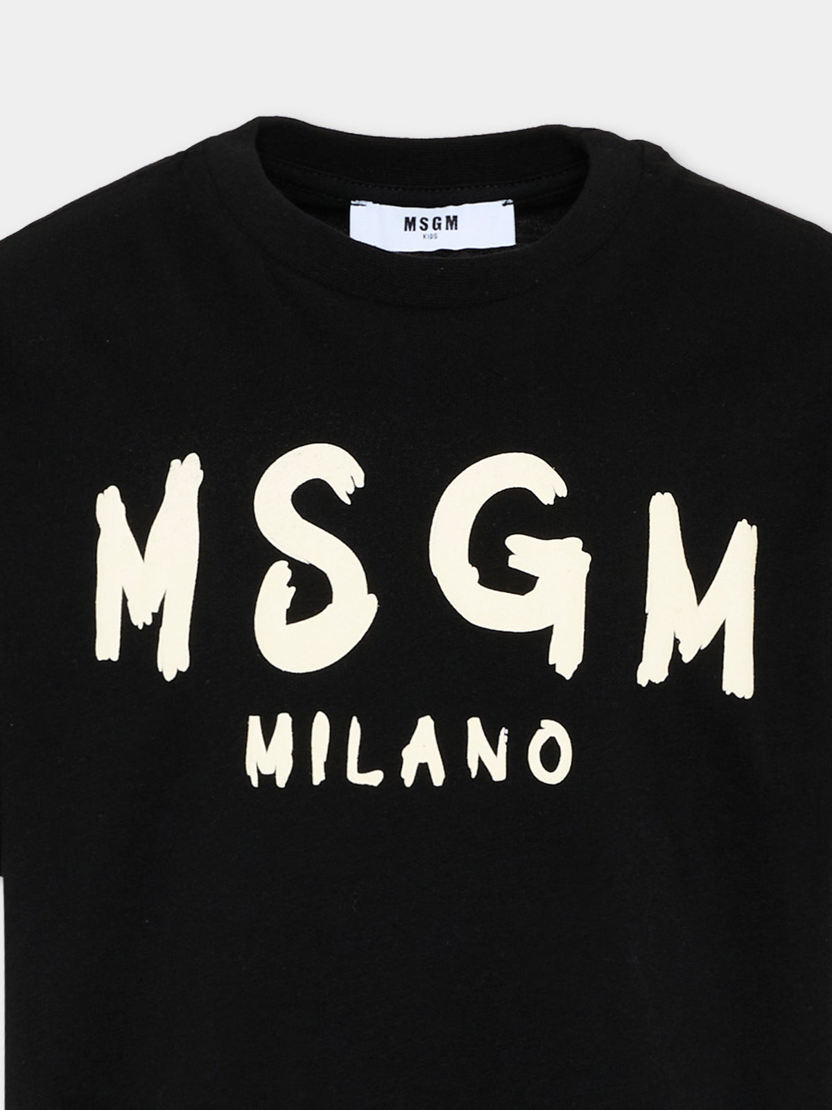 T-Shirt nera per bambini con logo,Msgm Kids,F6MSJUTH010 110