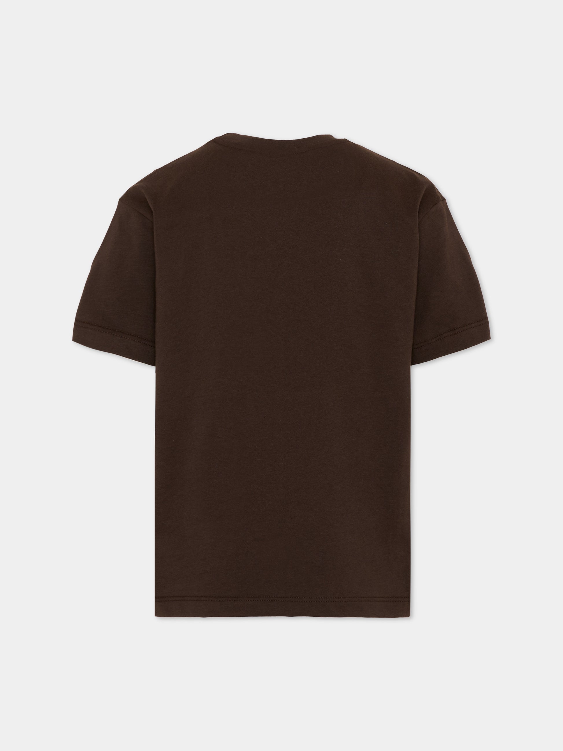 T-Shirt marrone per bambini con logo,Msgm Kids,F6MSJUTH010 943