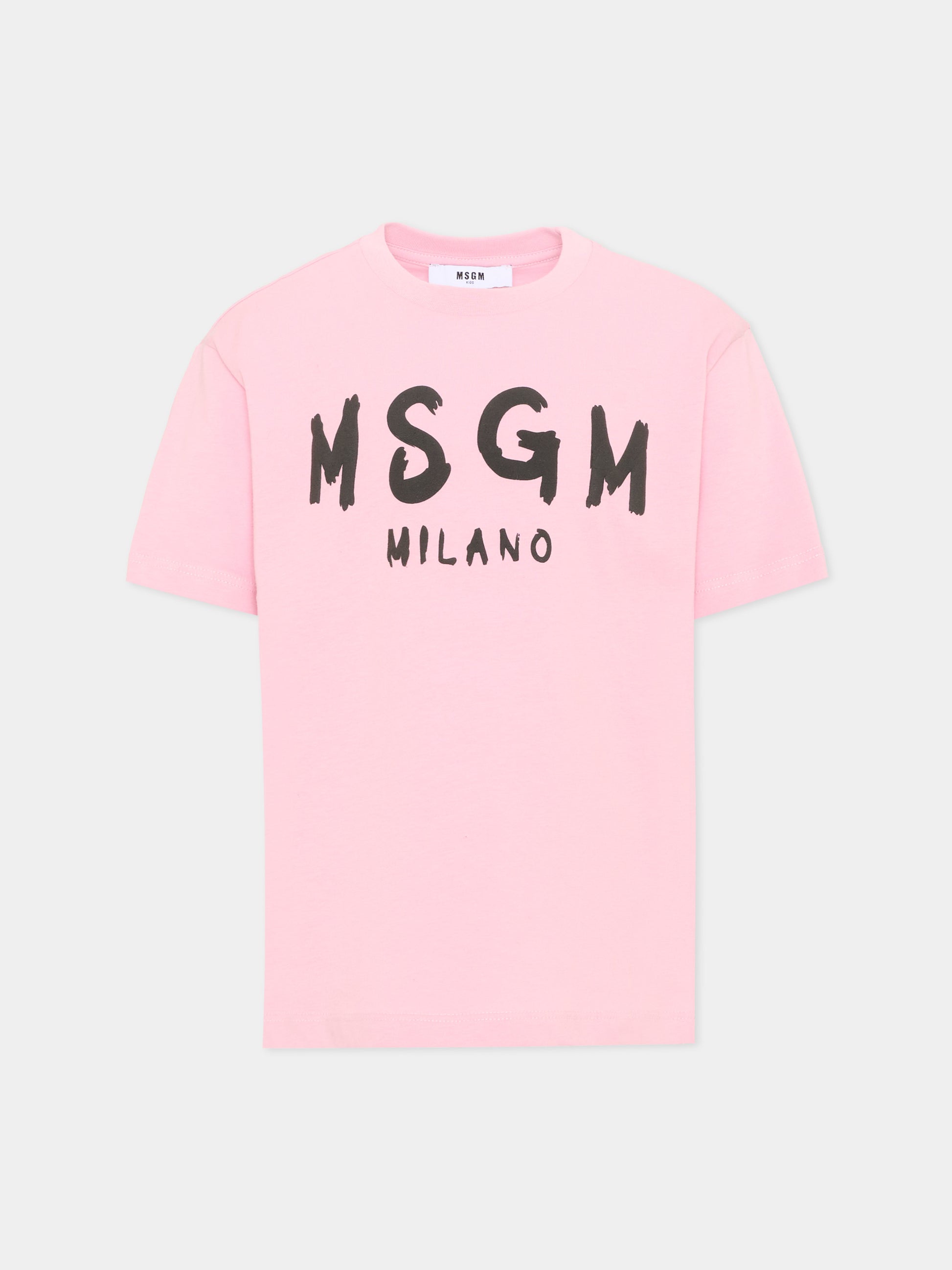 T-Shirt rosa per bambina con logo,Msgm Kids,F6MSJUTH010 MS090