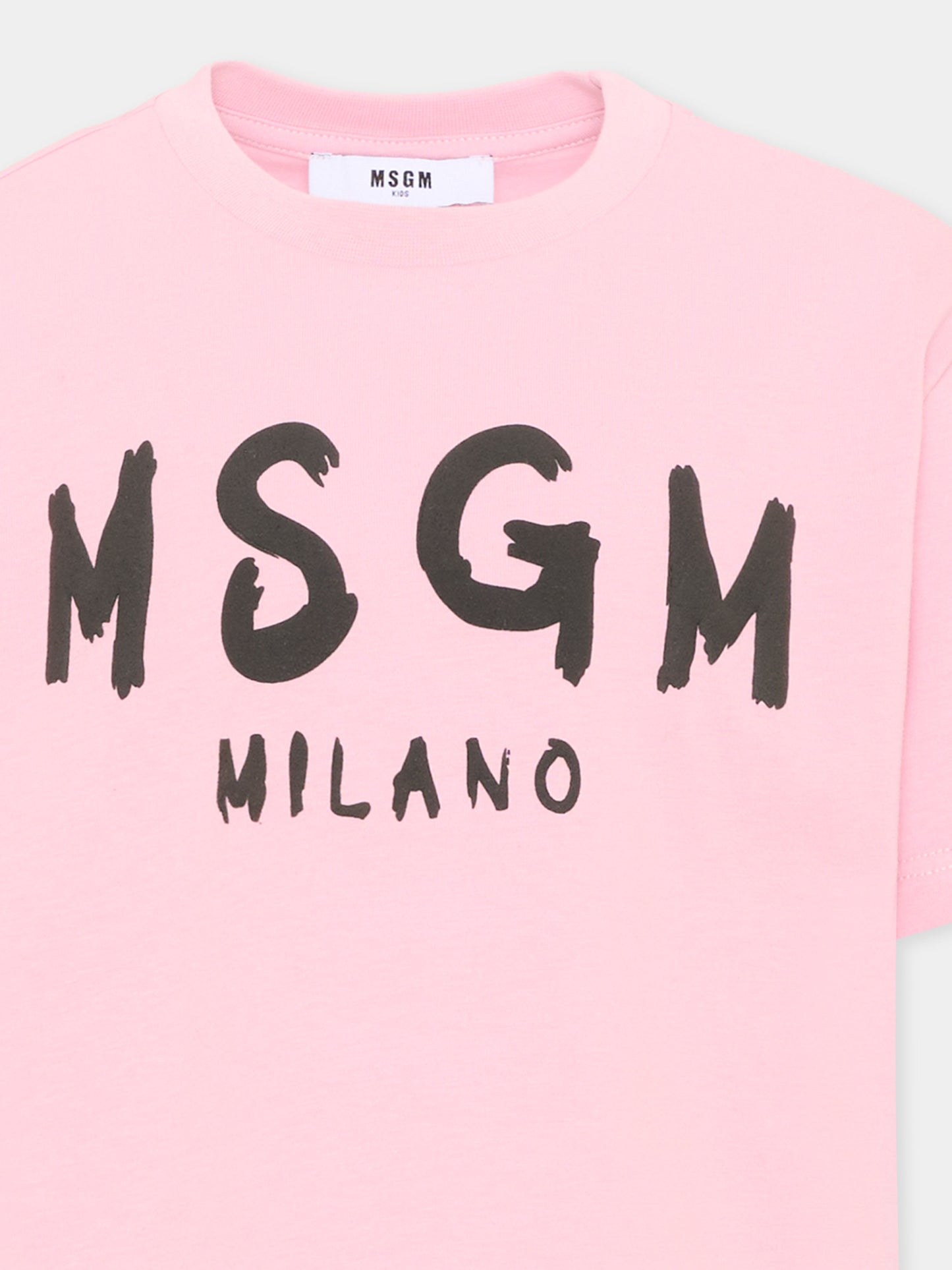 T-Shirt rosa per bambina con logo,Msgm Kids,F6MSJUTH010 MS090