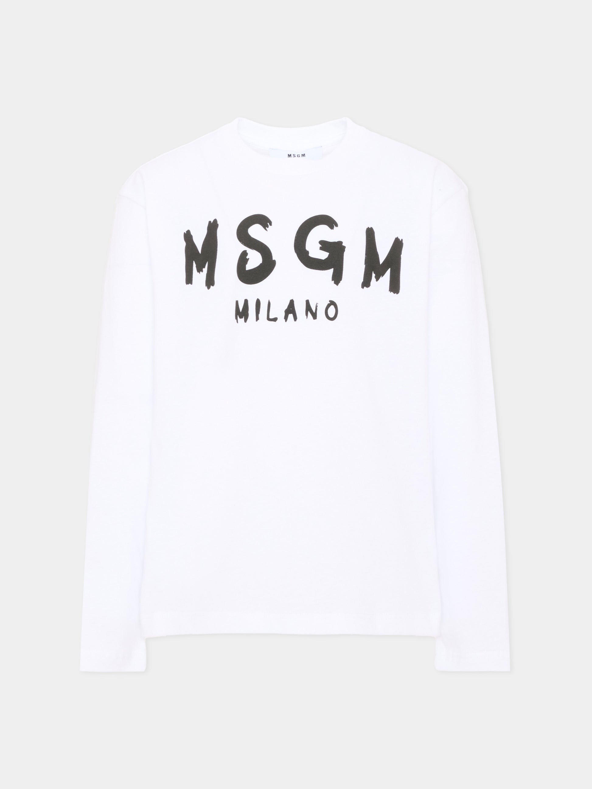 T-shirt bianca per bambini con logo,Msgm Kids,F6MSJUTH012 001