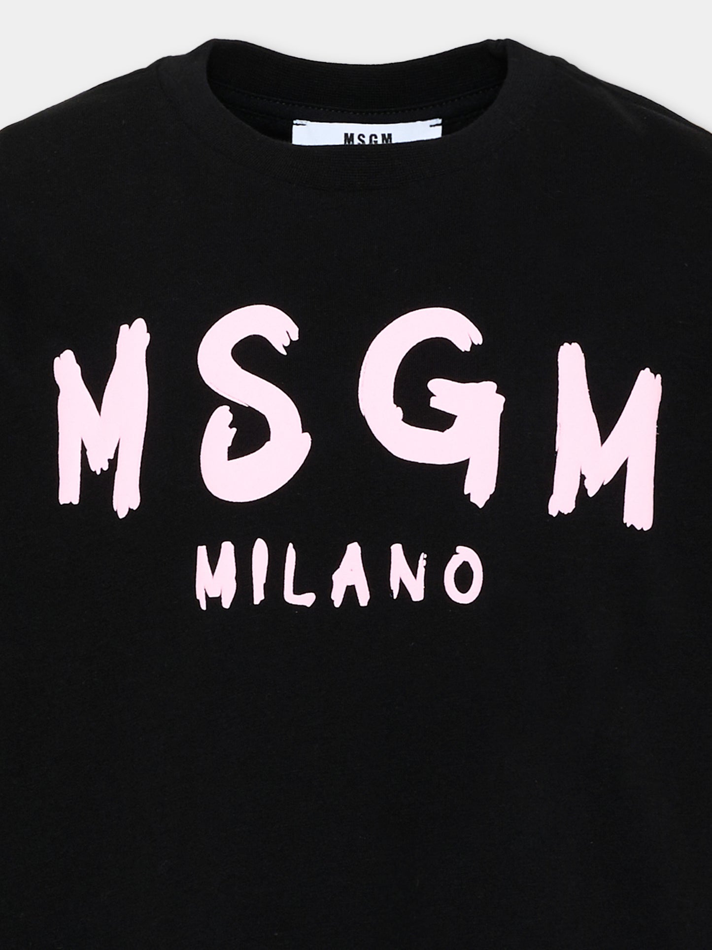 T-shirt nera per bambina con logo,Msgm Kids,F6MSJUTH012 MS092