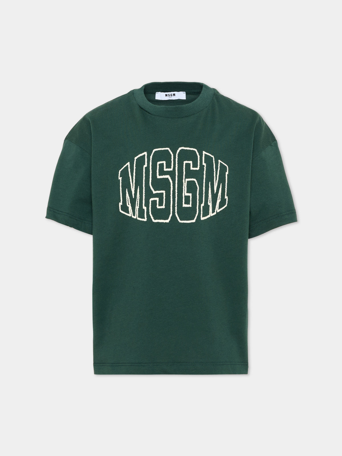 T-Shirt verde MSGM per bambini con logo,Msgm Kids,F6MSJUTH038 MS095
