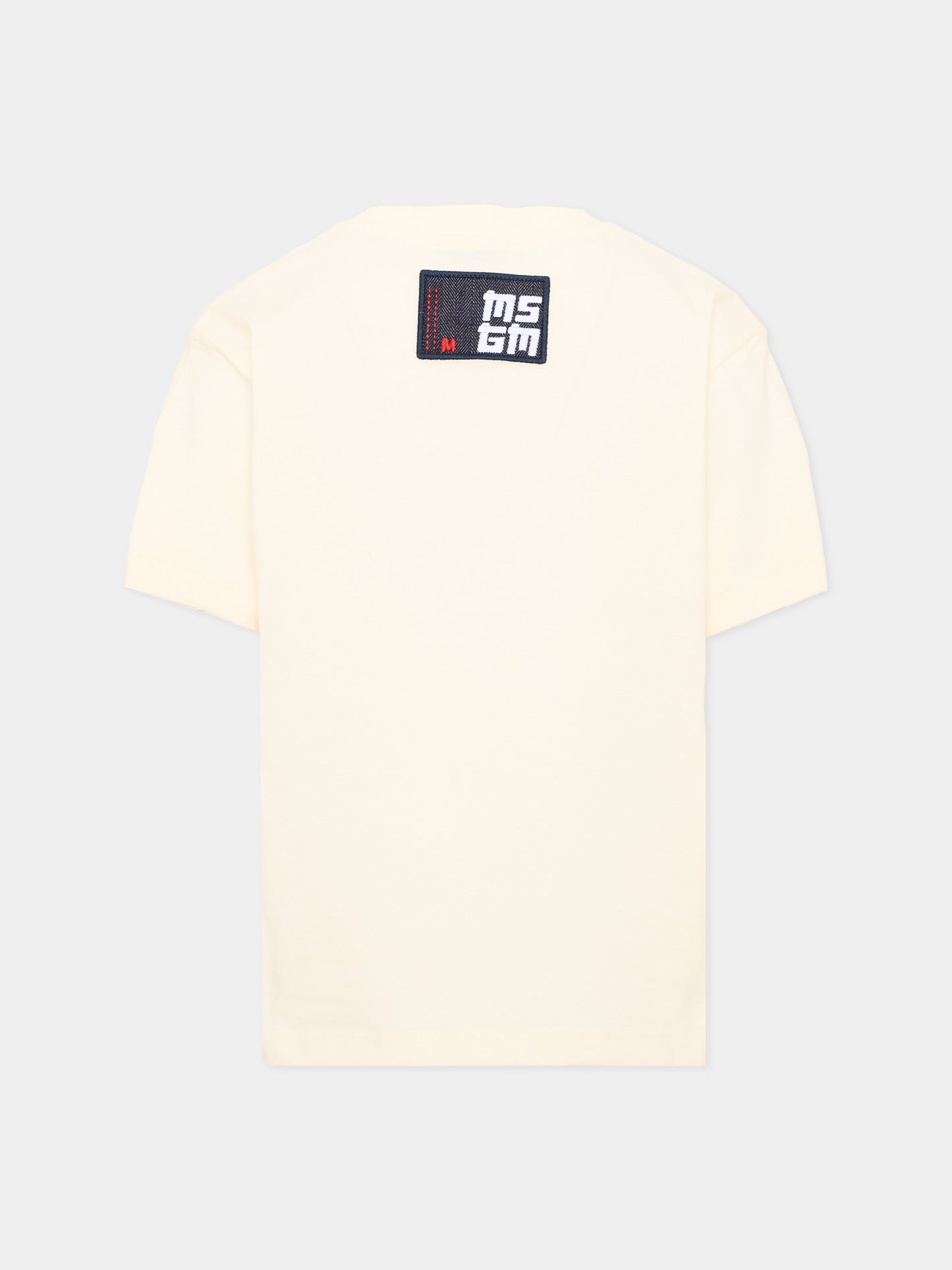 T-Shirt avorio per bambini con logo,Msgm Kids,F6MSJUTH156 013